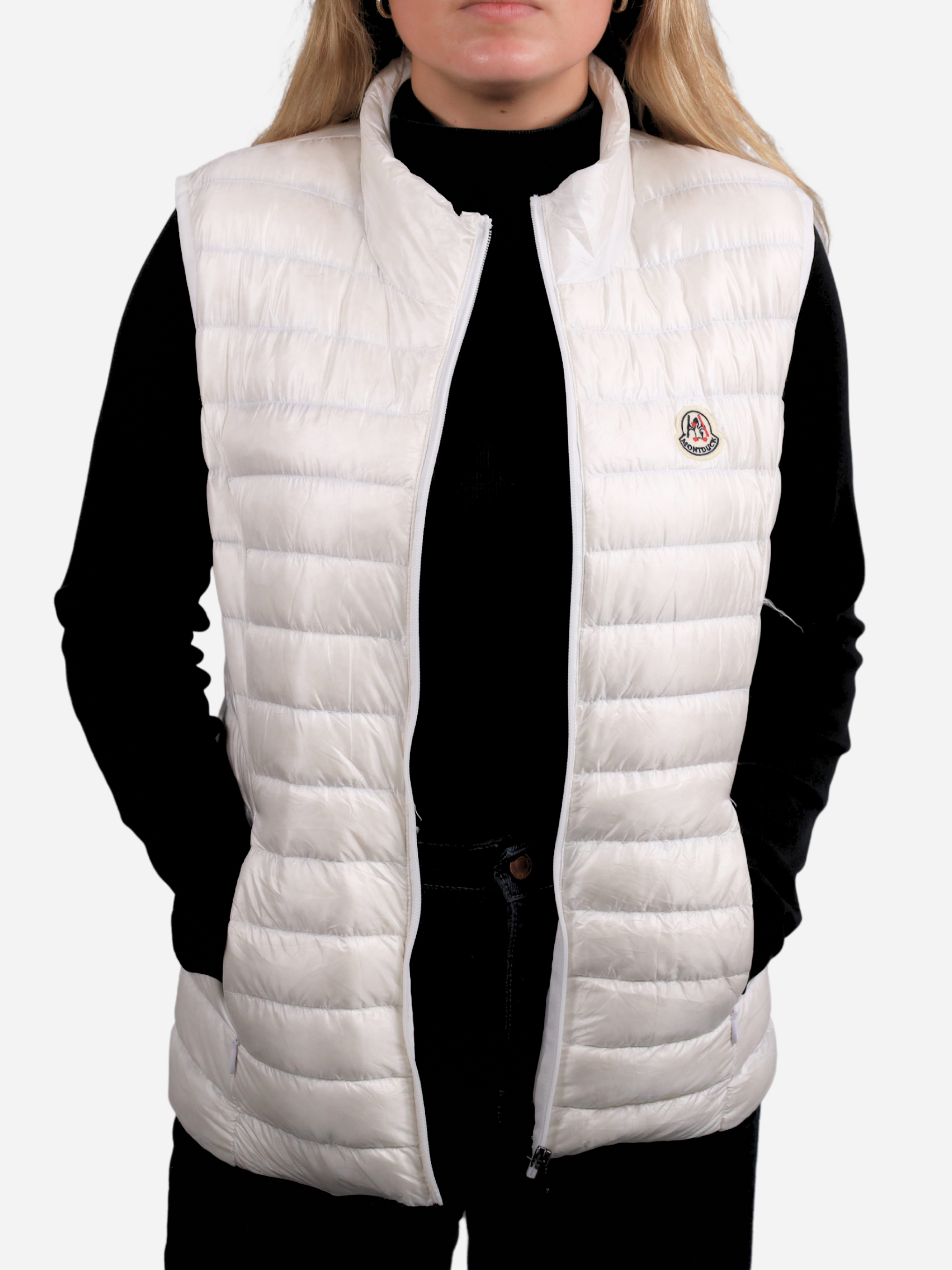Women Vest Parka (No Hood) With Bag - White
