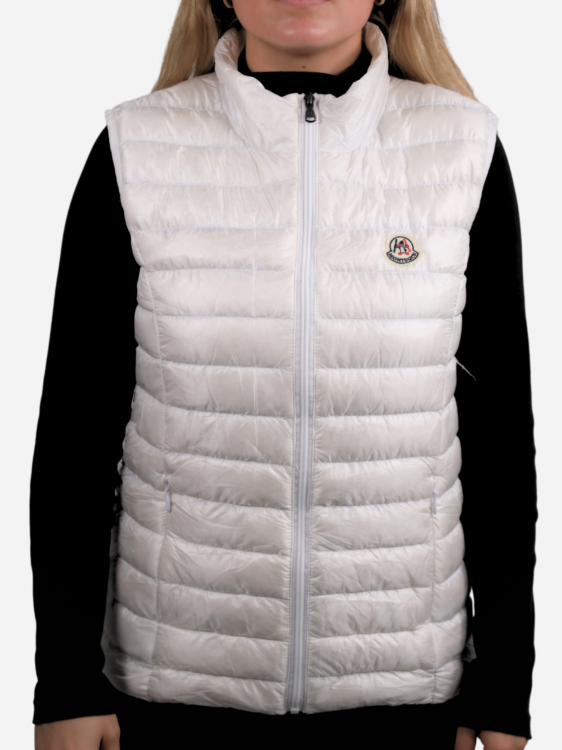 Women Vest Parka (No Hood) With Bag - White