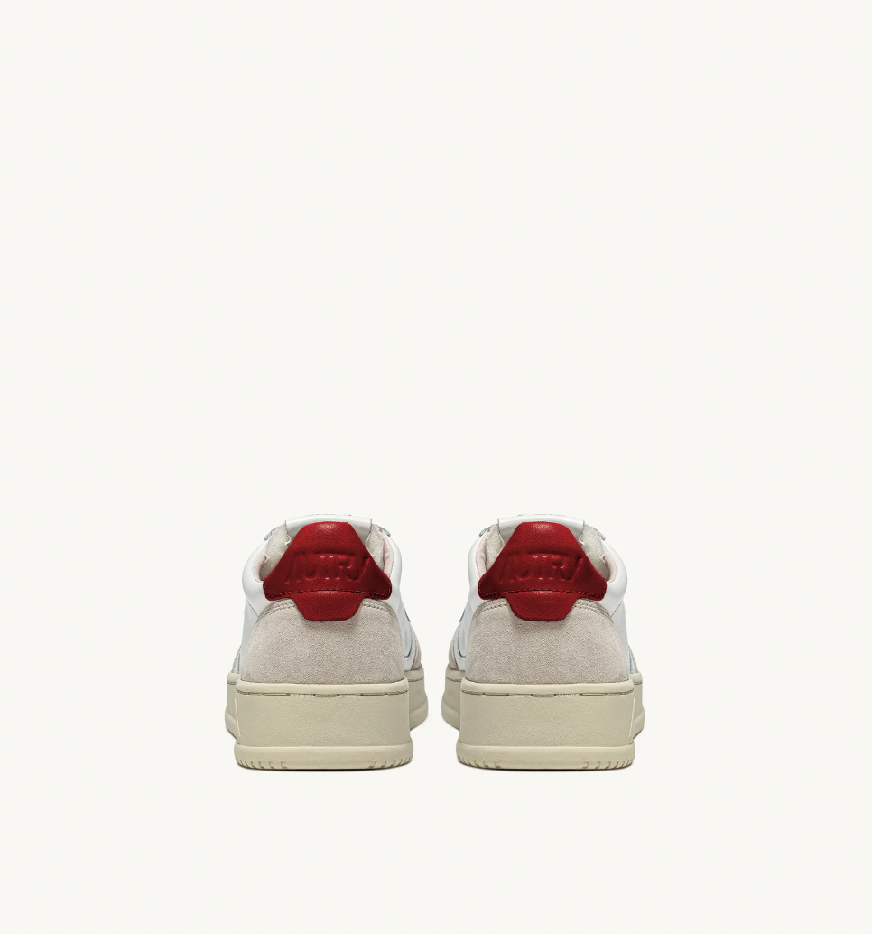 Zapatilla Autry Medalist Low -  White Red/ Beige Suede