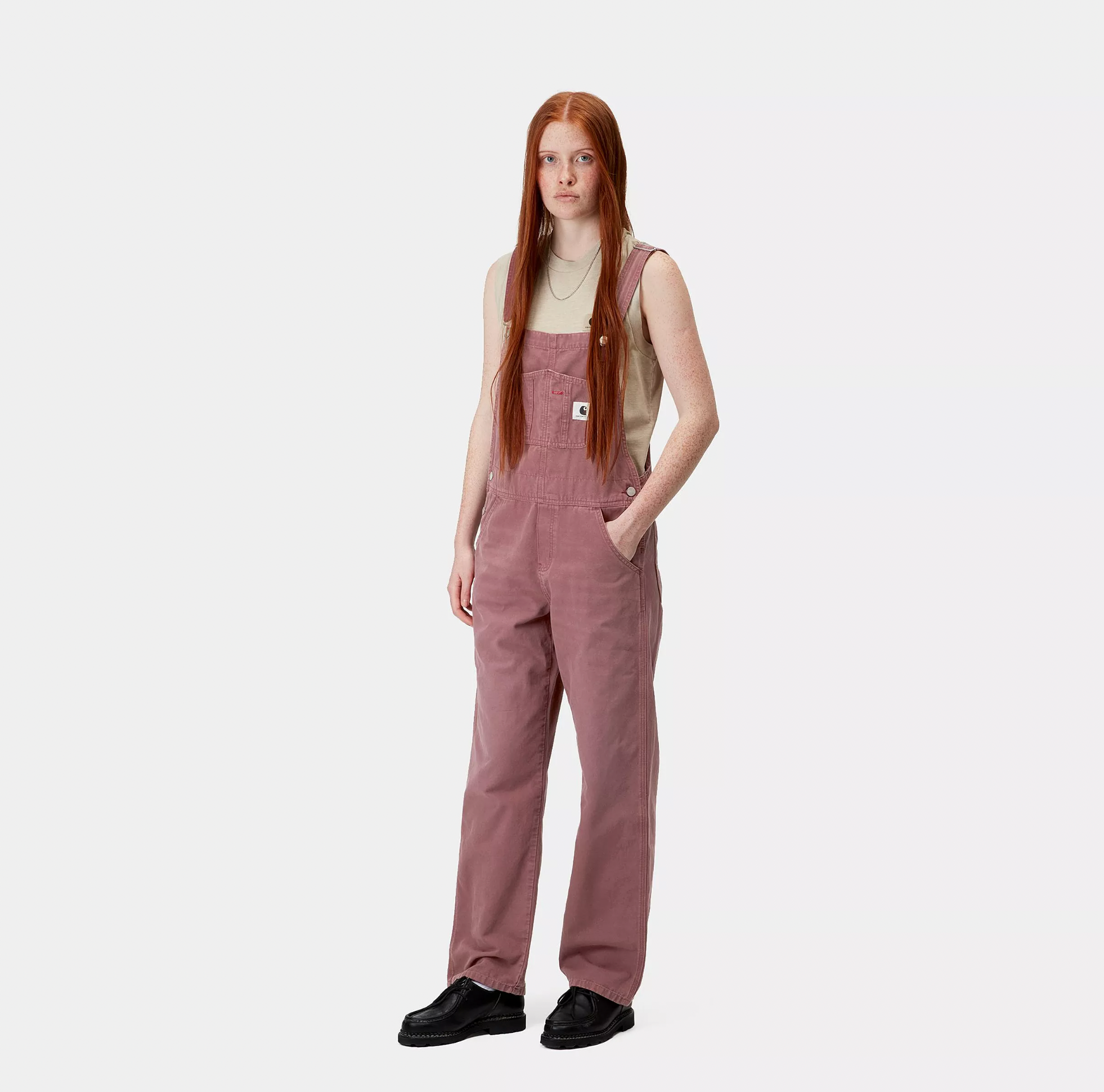W' Bib Overall Straight Dusty Pink