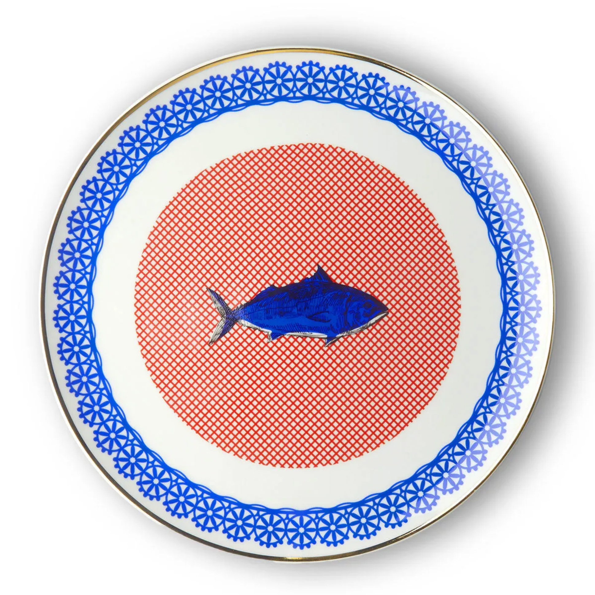 Plato Marino Azul Rojo