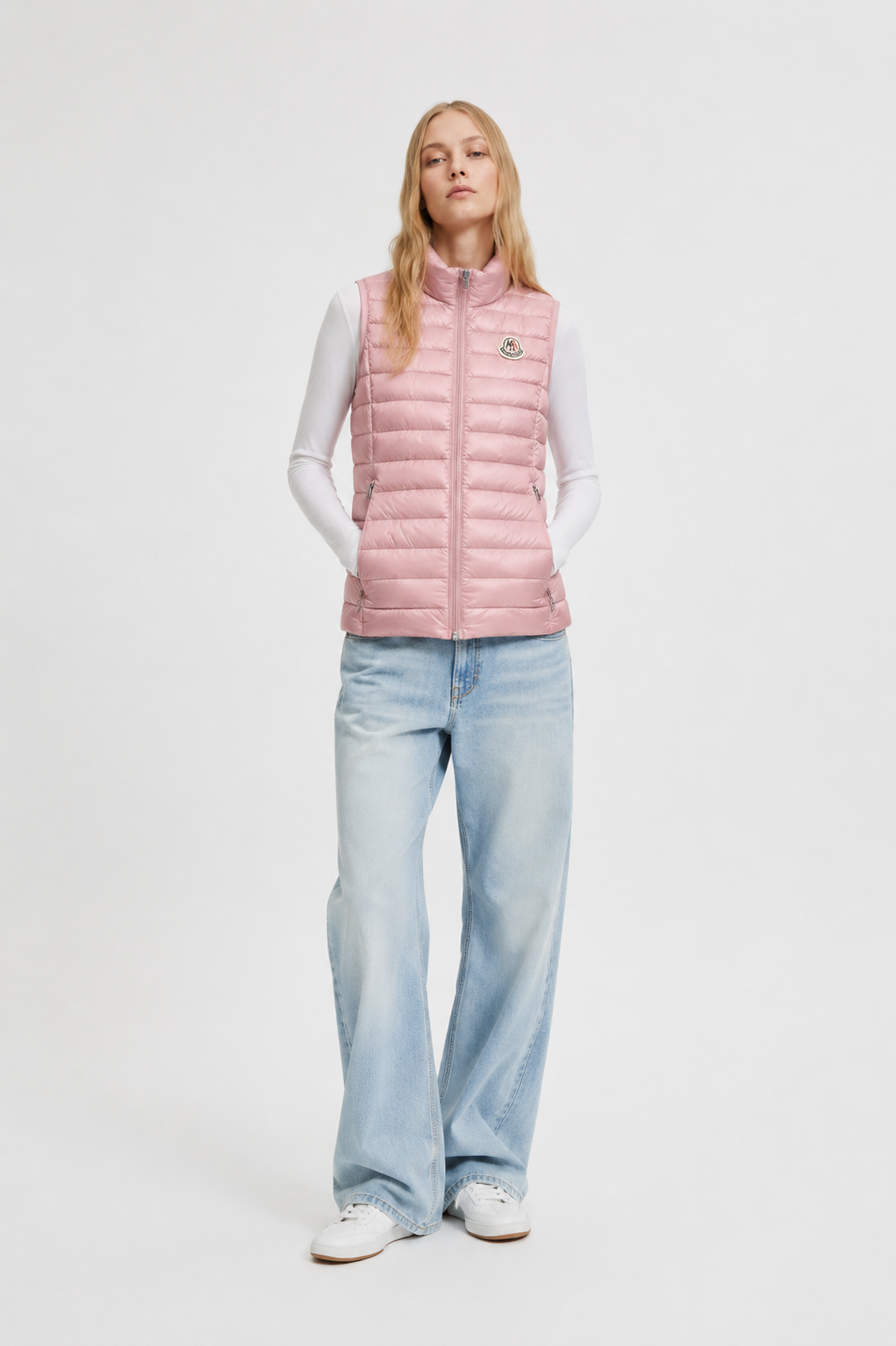 Women Vest Parka (No Hood) With Bag - Pink