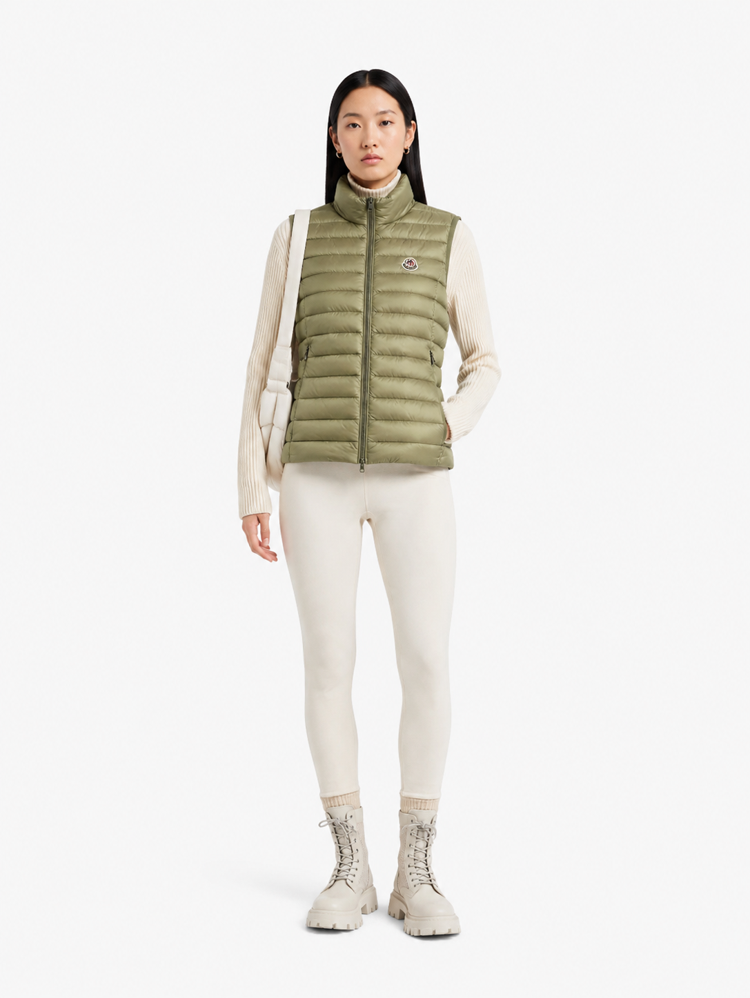 Women Vest Parka (No Hood) With Bag - Tea