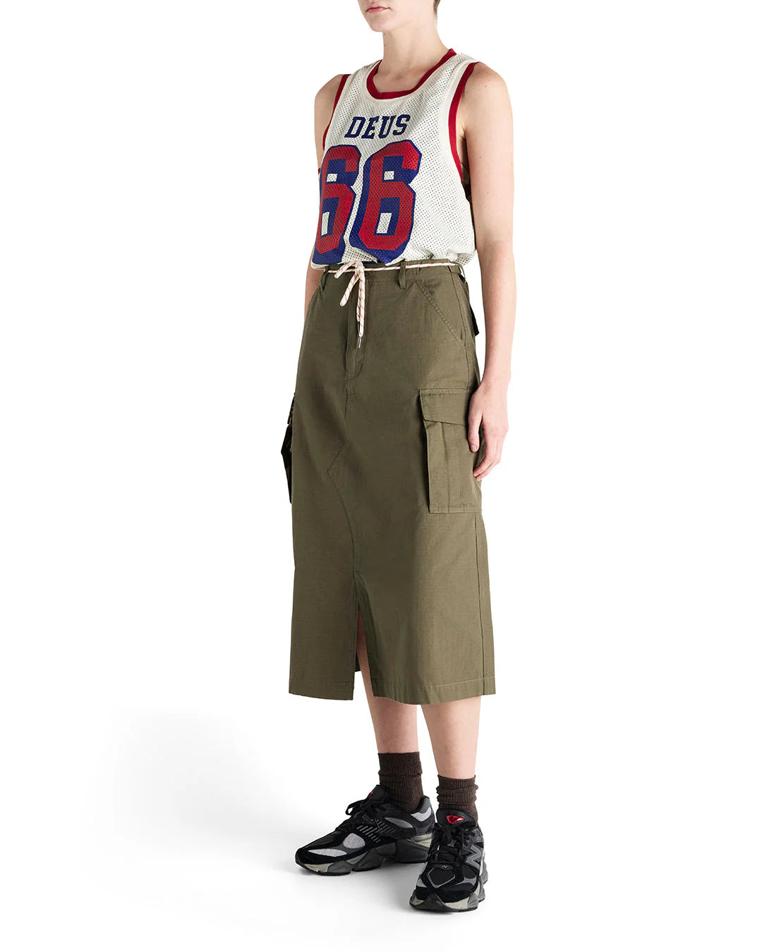 Falda Cargo Militar High Waisted Deus Ex Machina Arts & Crafts Verde Oliva