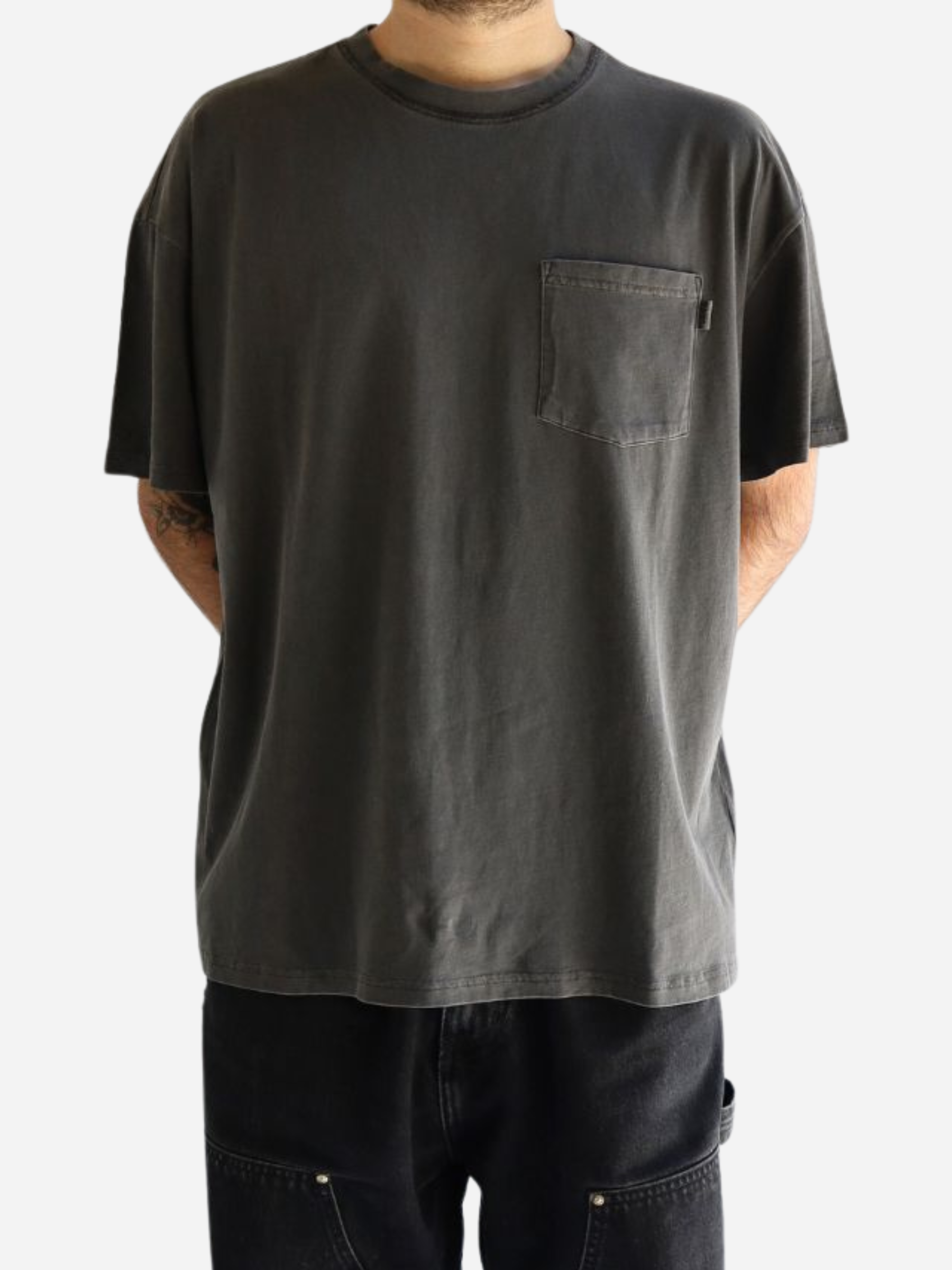 Men Tshirt Pocket Charcoal
