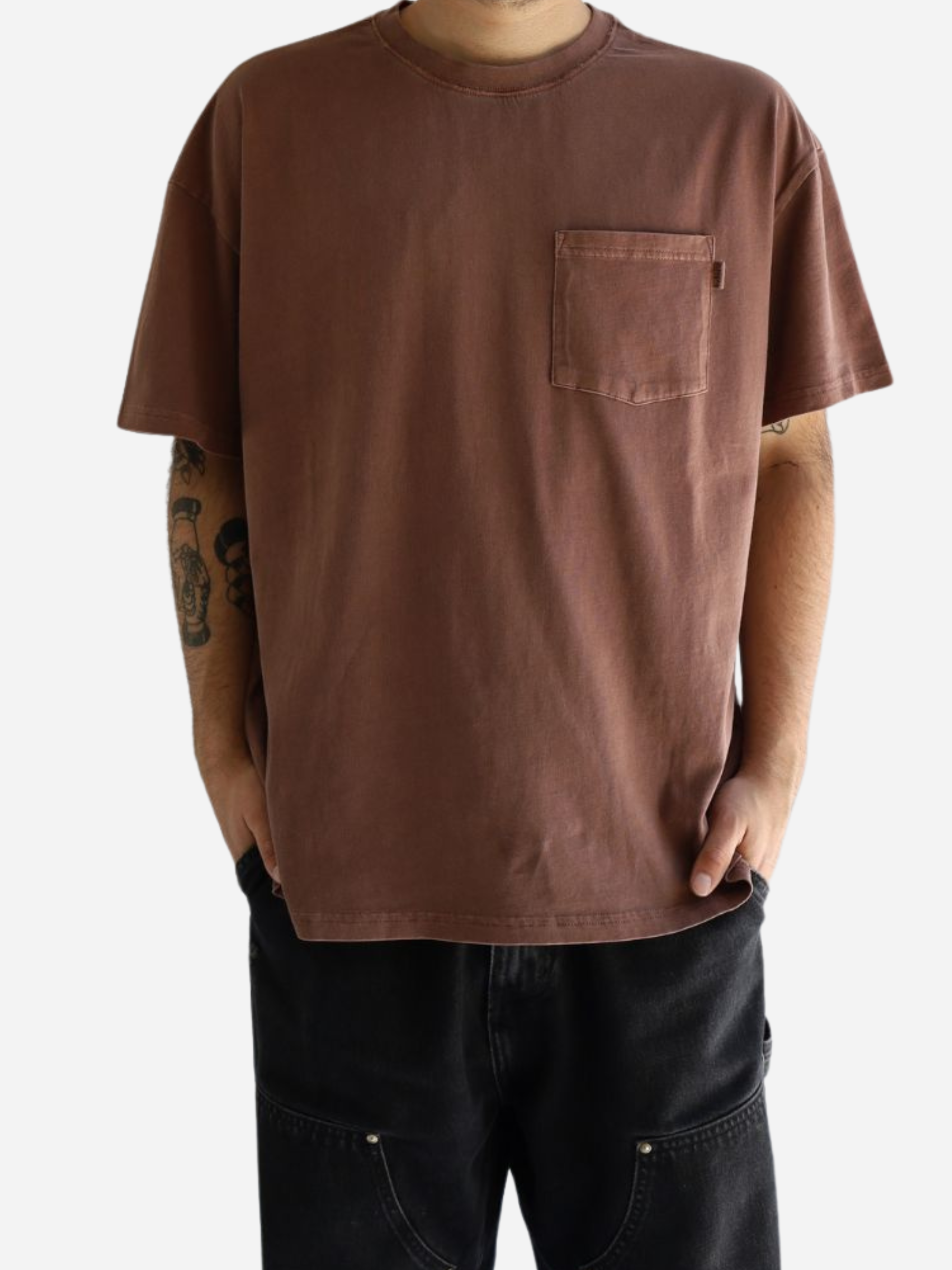 Men Tshirt Pocket Brown