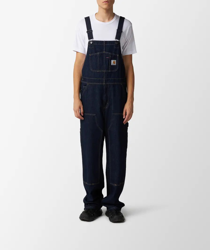 Double Knee Bib Overall - Blue stone washed