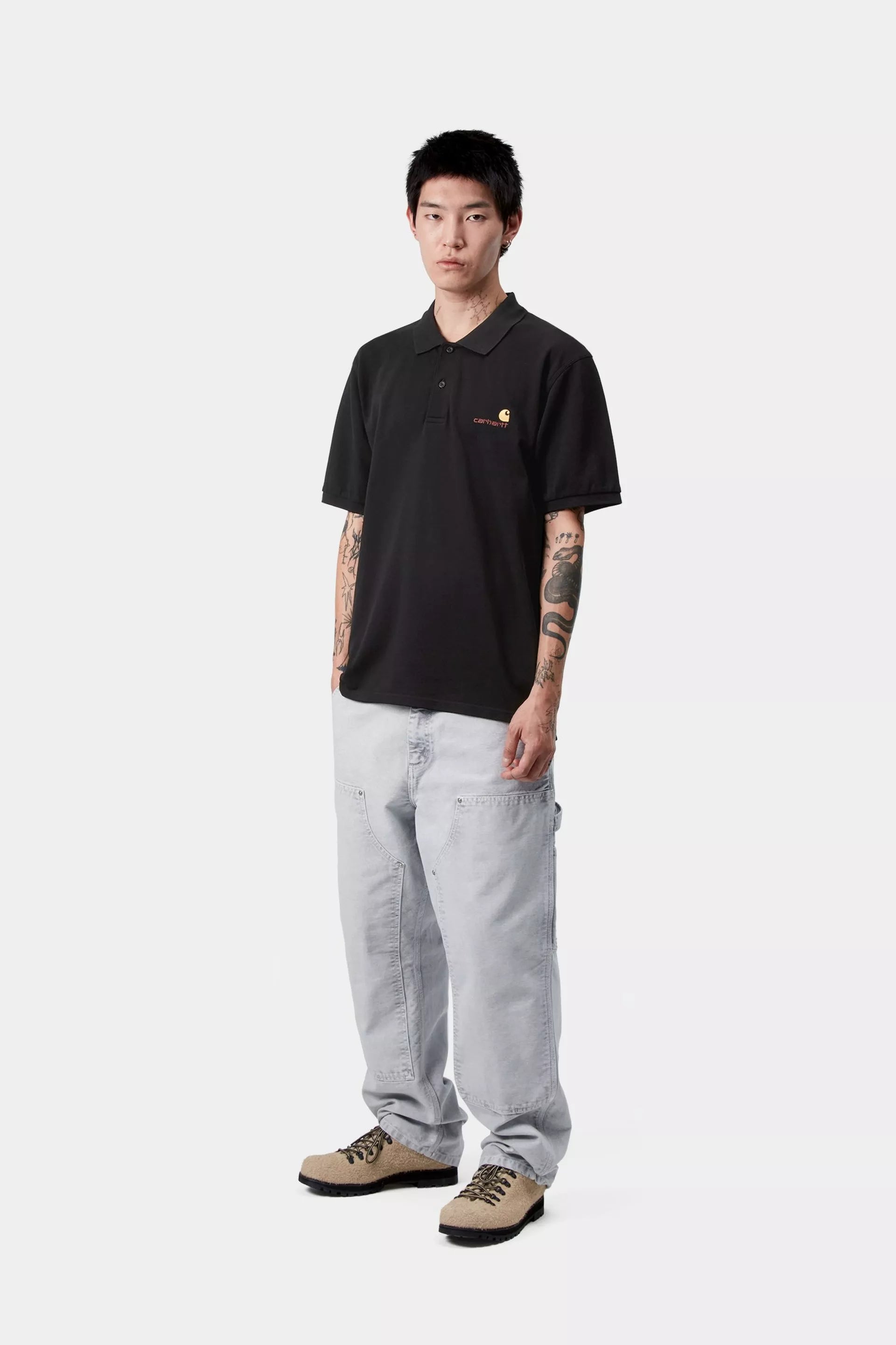 S/S American Script Polo Black