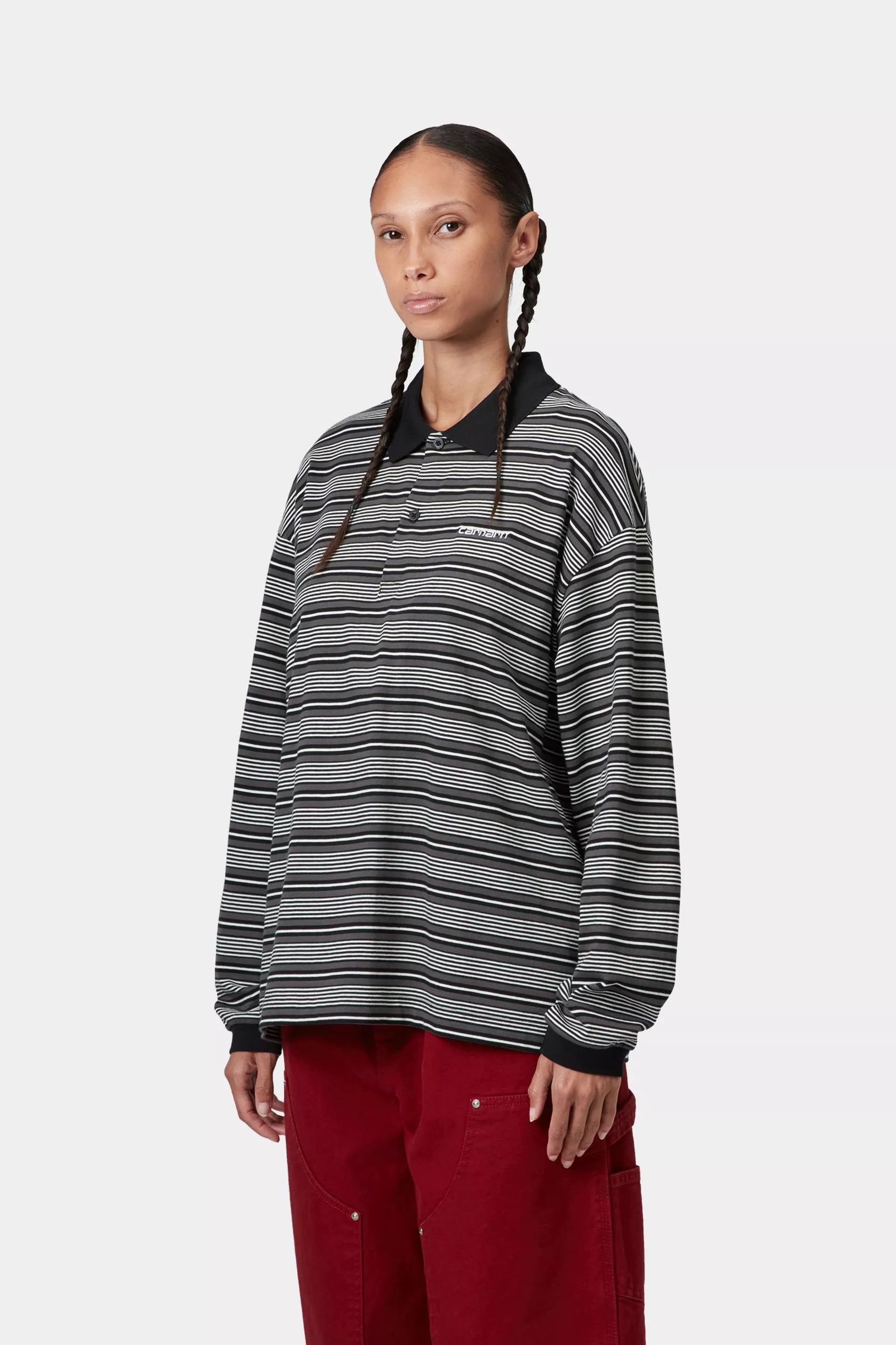 W' L/S Largo Polo T-Shirt Largo Stripe, Deep Lagoon