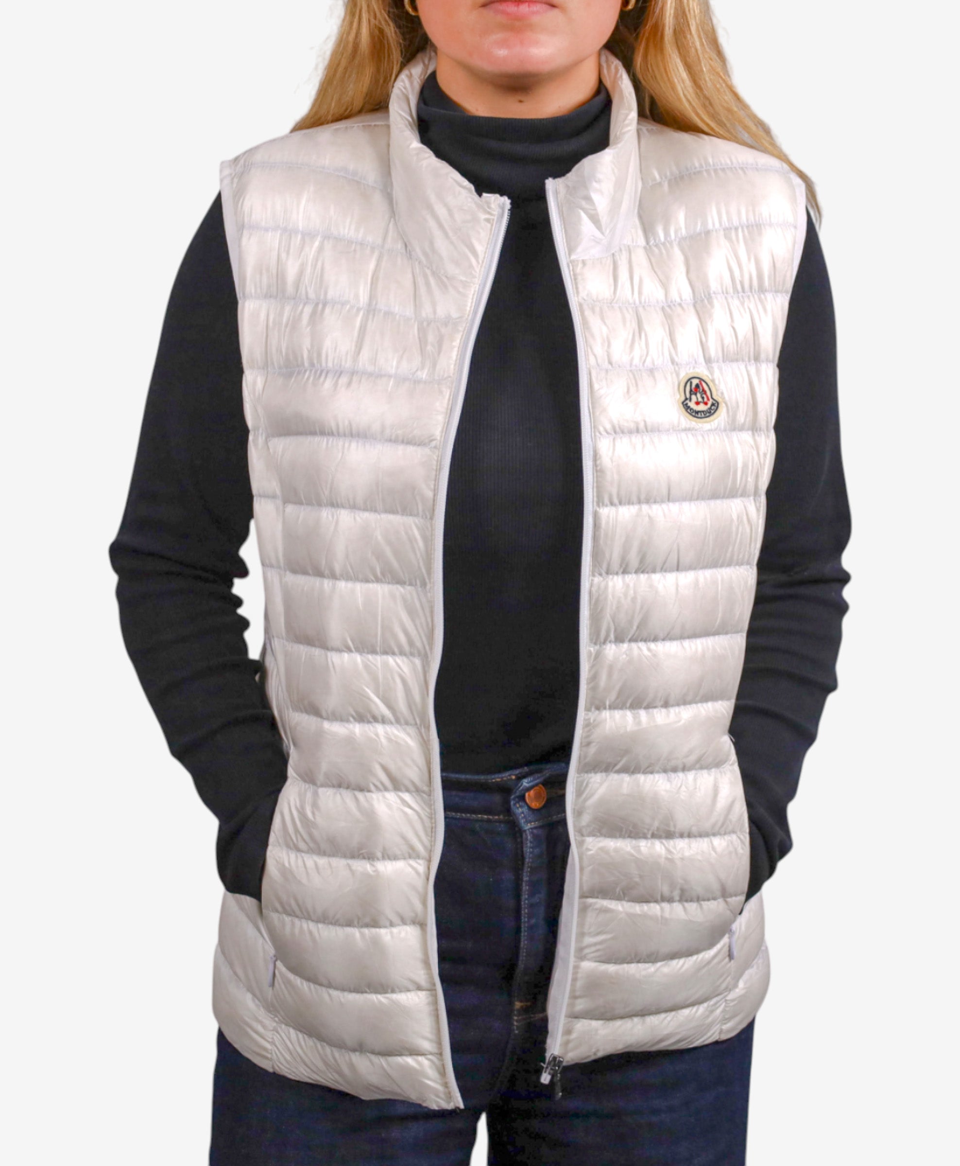 Women Vest Parka (No Hood) With Bag - White