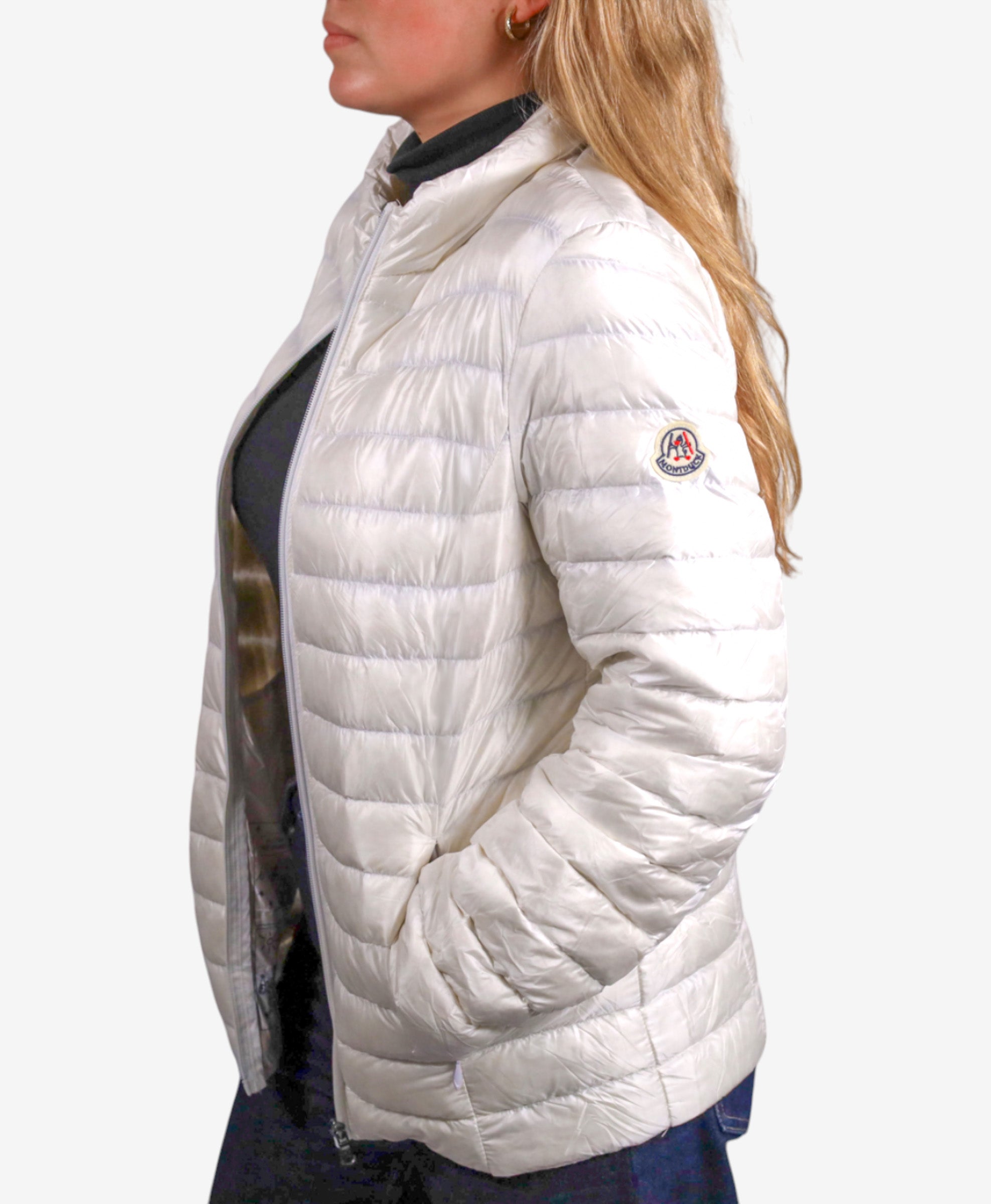 Women Parka Long Sleeve (No Hood) With Bag - White