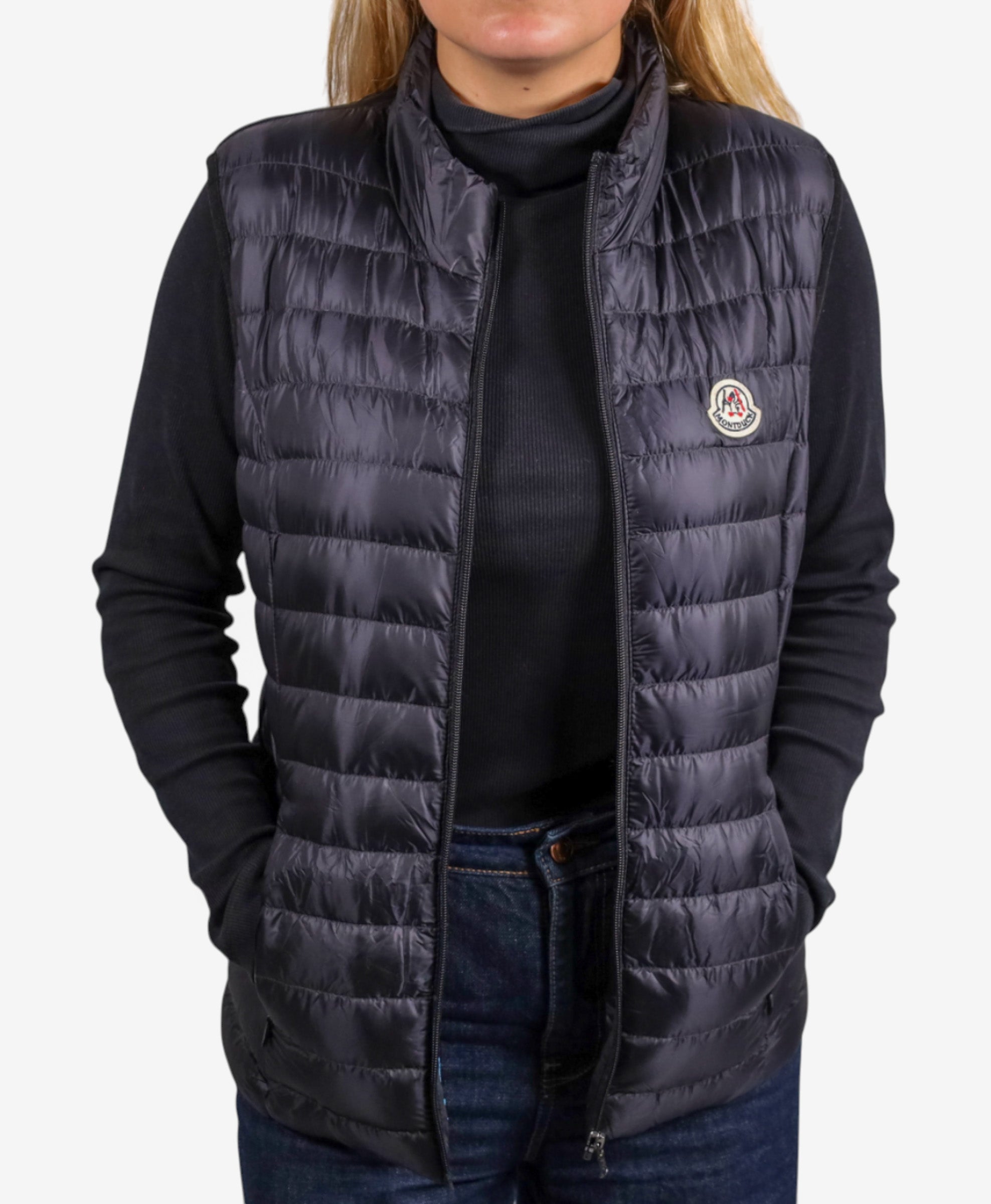 Women Vest Parka (No Hood) With Bag - Black