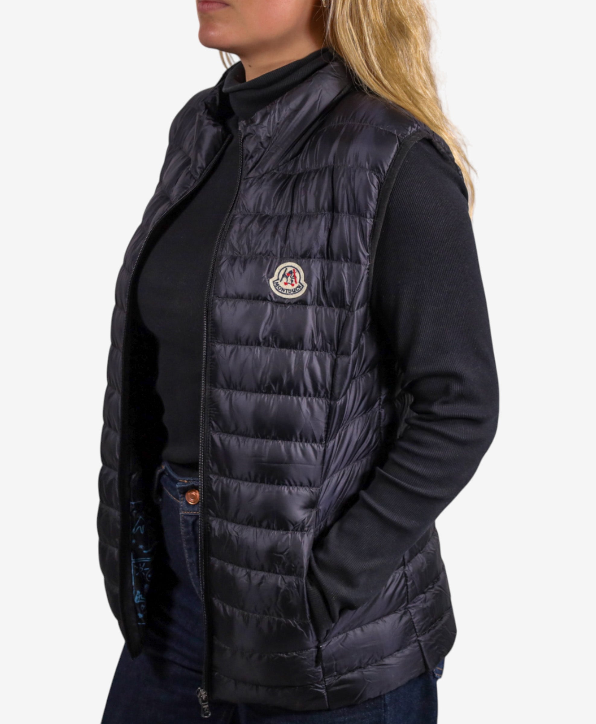 Women Vest Parka (No Hood) With Bag - Black