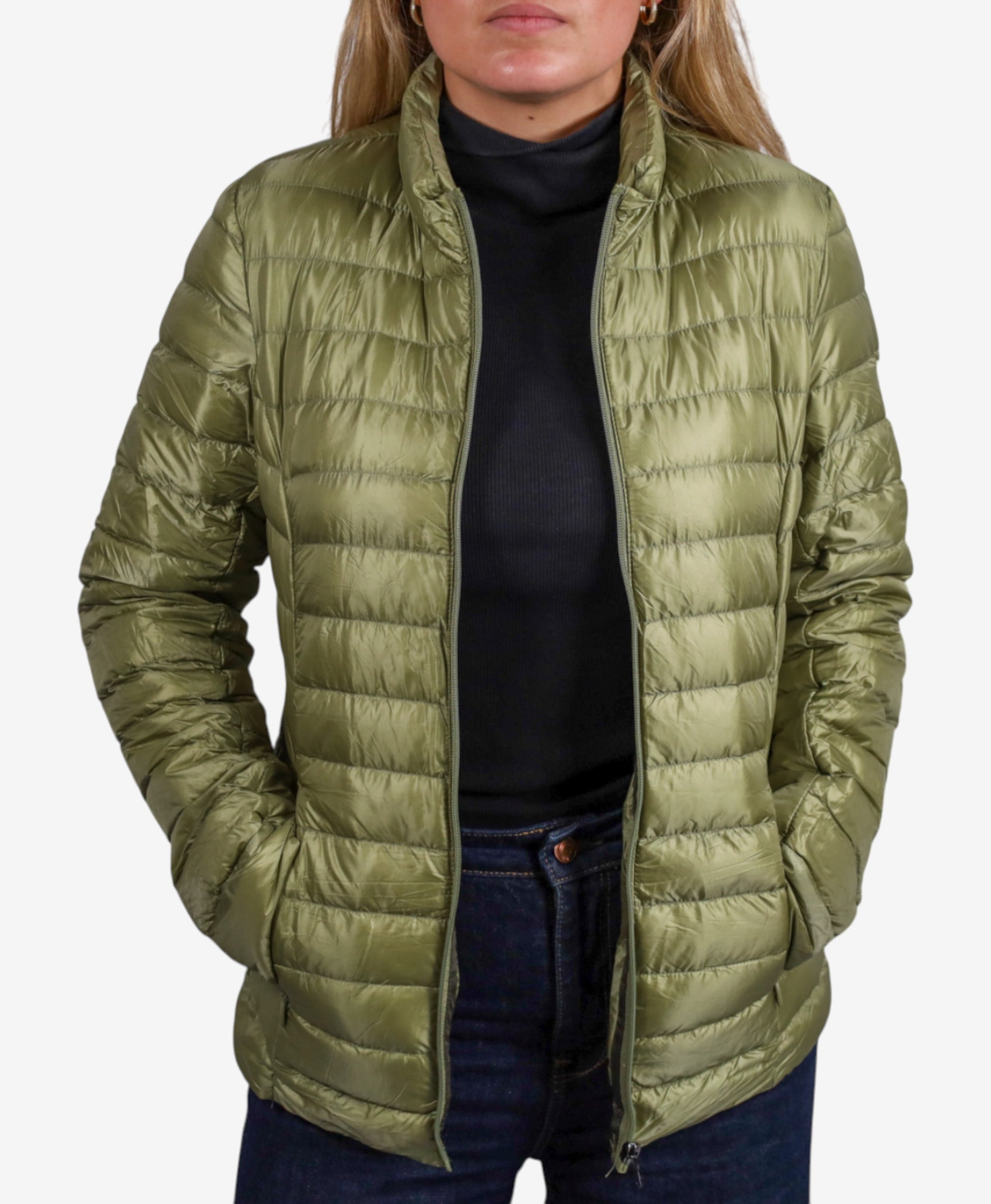 Women Parka Long Sleeve (No Hood) With Bag - Tea