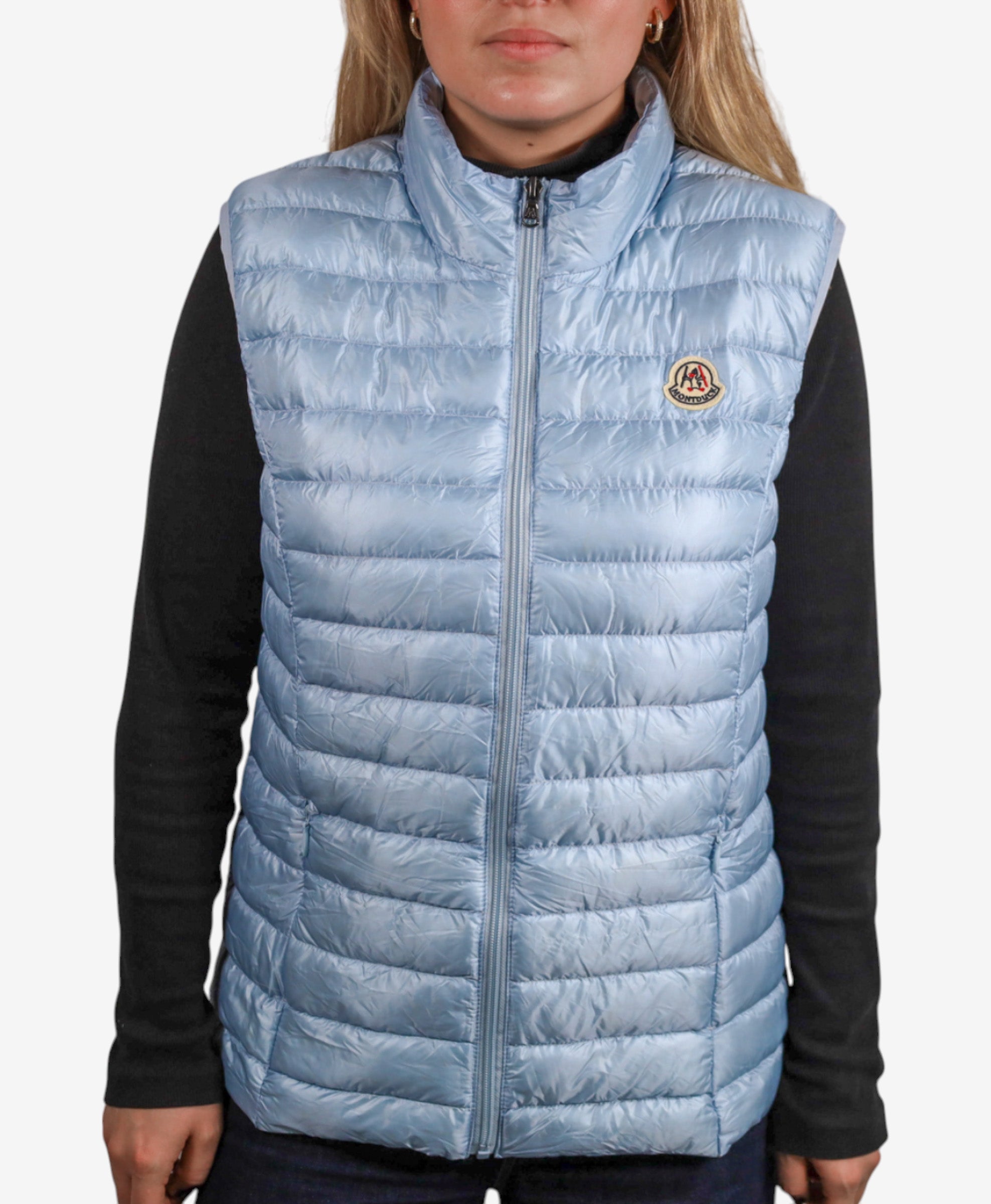 Women Vest Parka (No Hood) With Bag - Light Blue