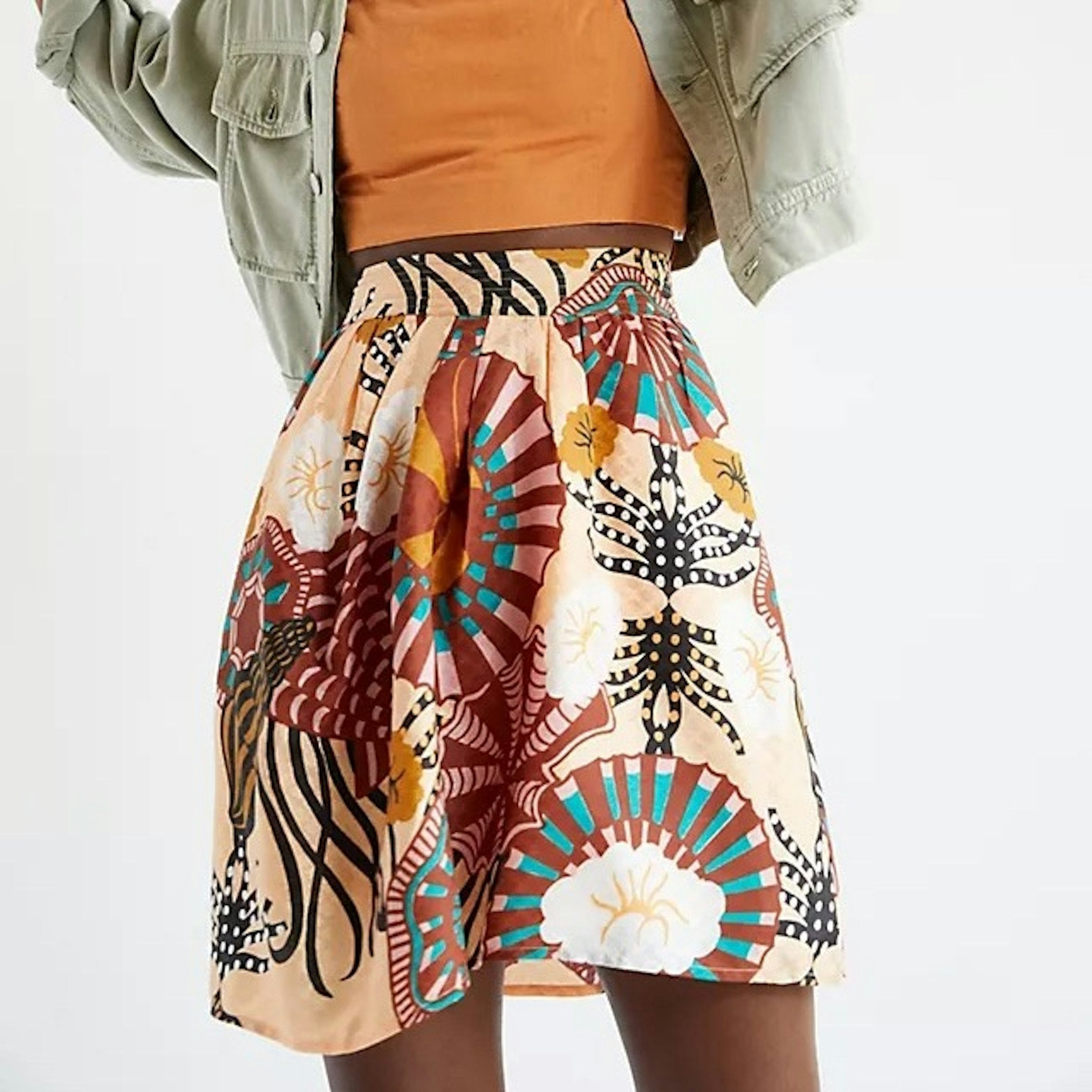 Scotch & Soda Orange Printed Puff Sleeve Skirt