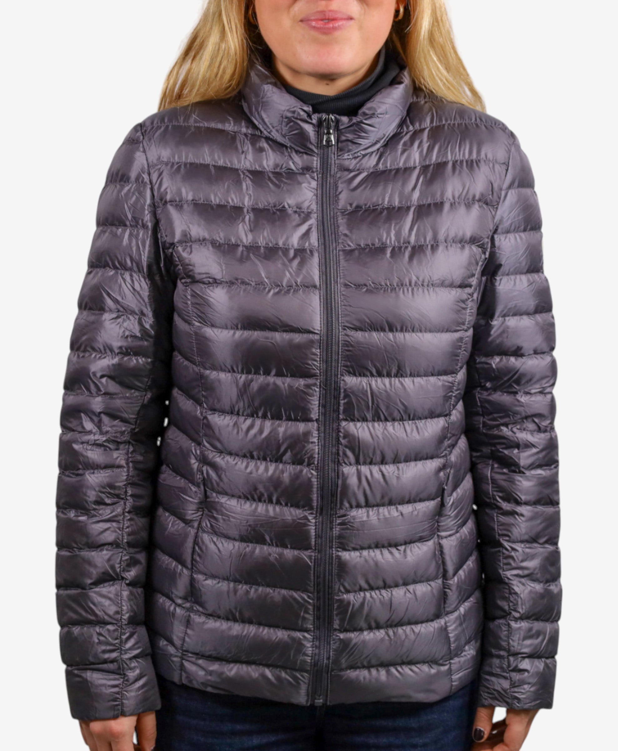 Women Parka Long Sleeve (No Hood) With Bag - Grey