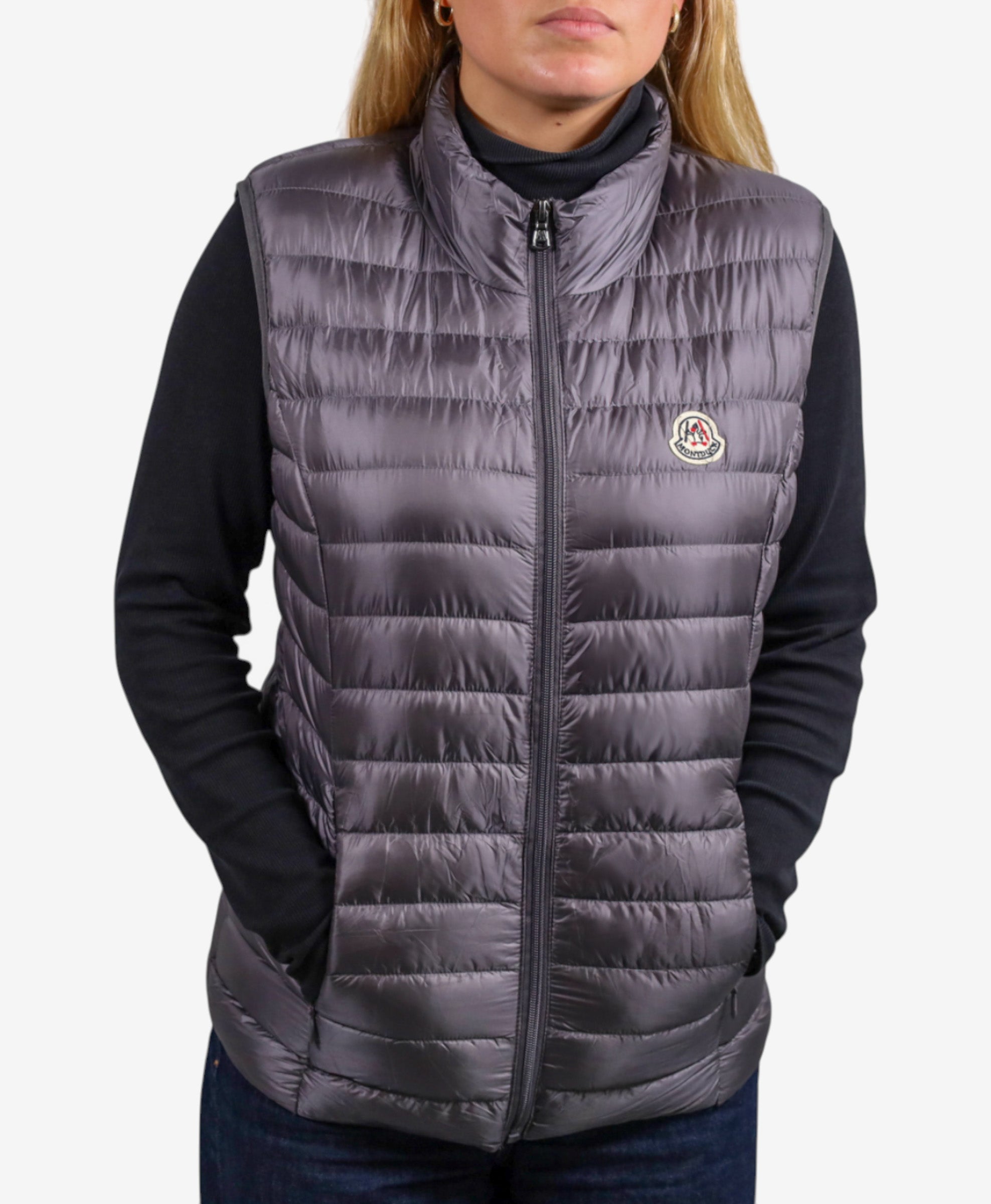 Women Vest Parka (No Hood) With Bag - Gray