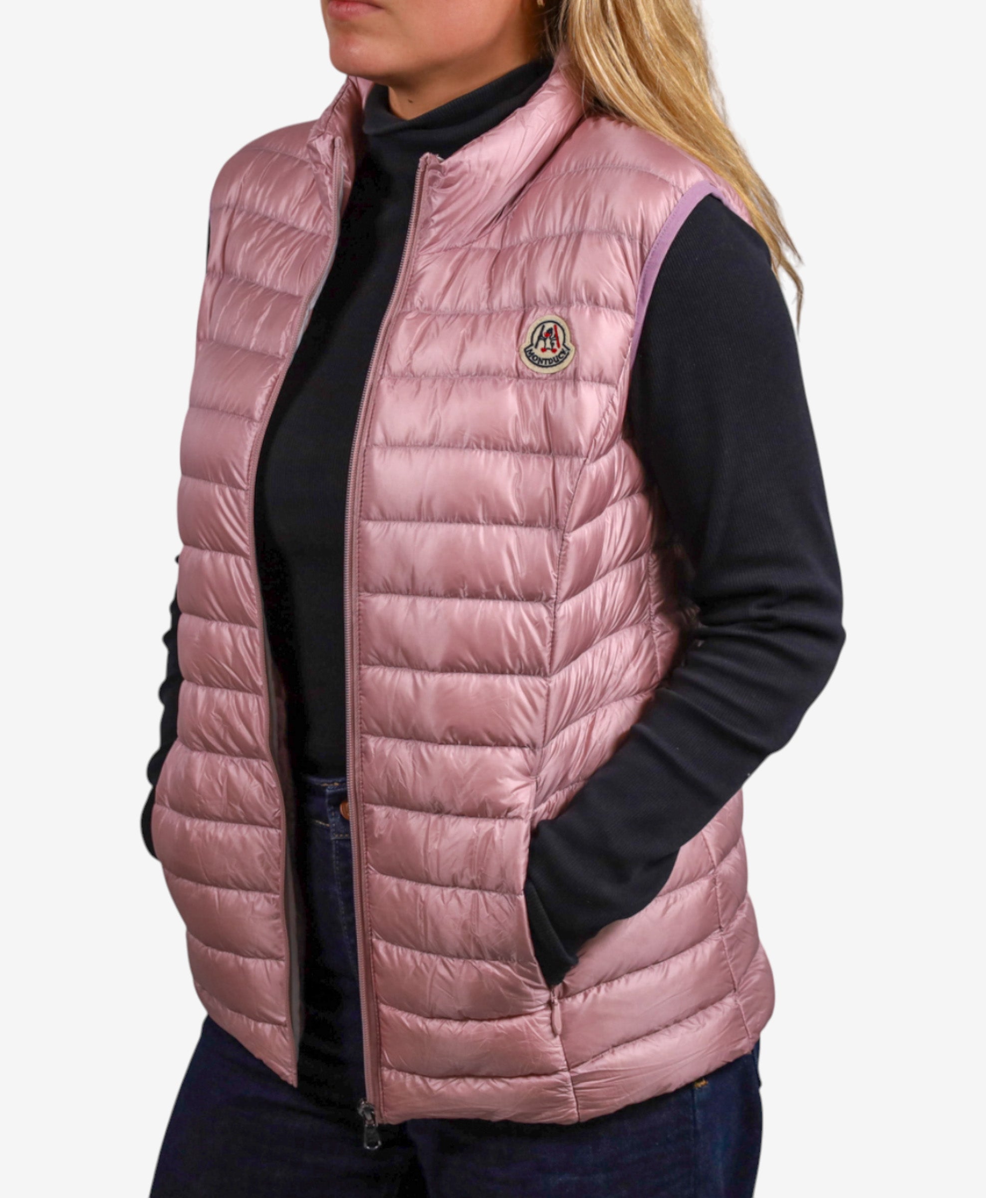 Women Vest Parka (No Hood) With Bag - Pink
