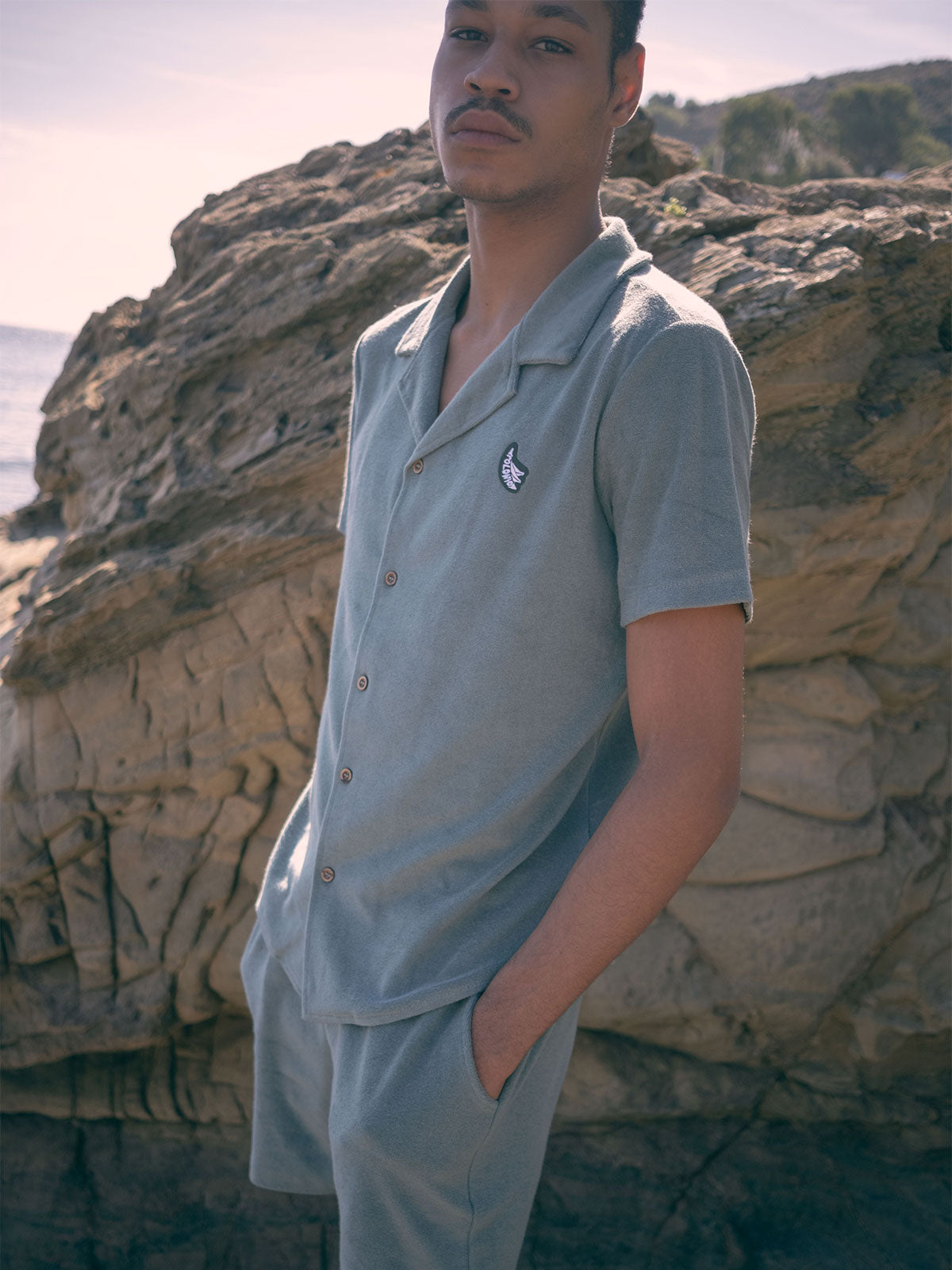 Camisa Towel Camp-Collar Crudo - Polonio