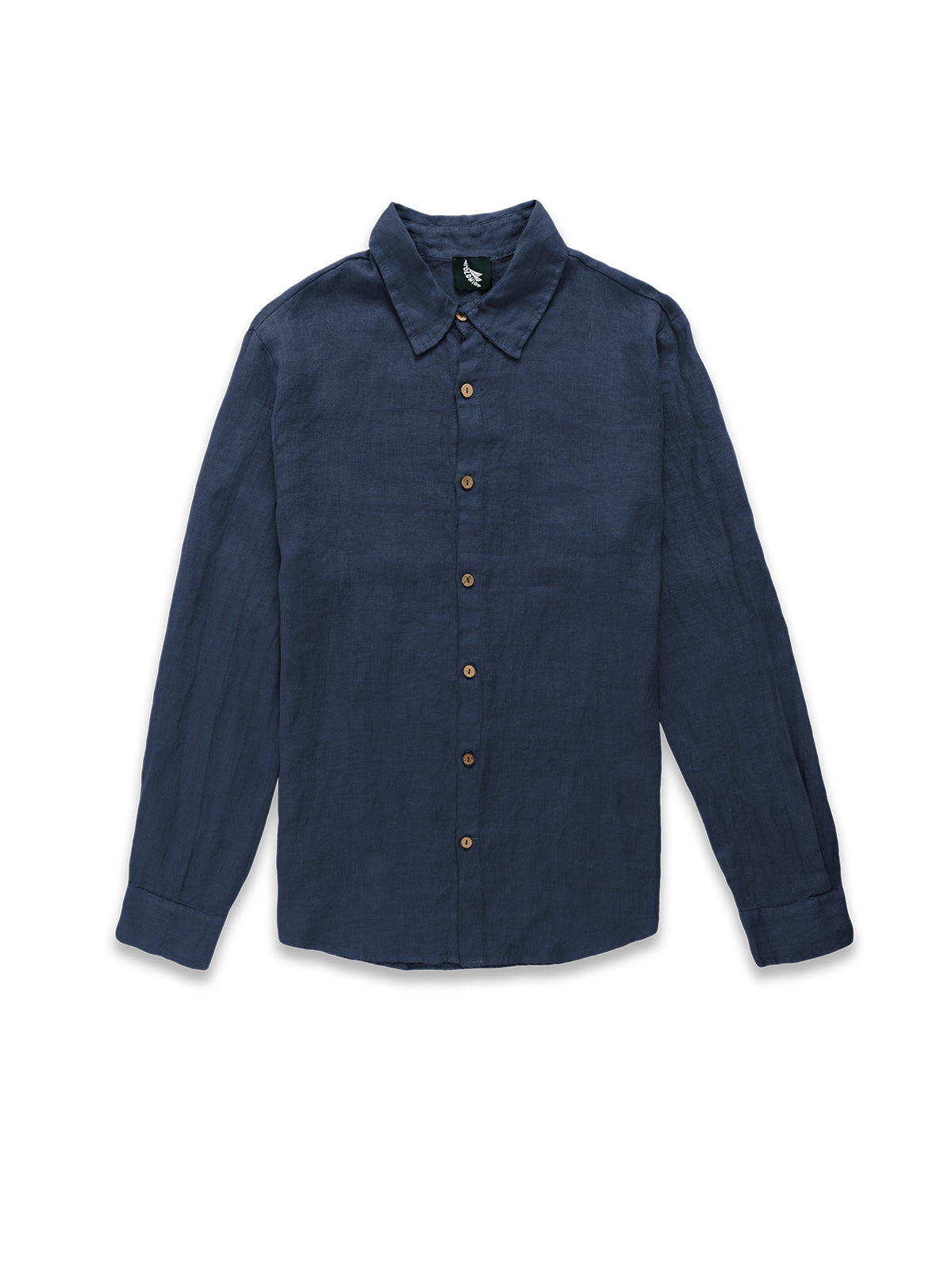 Camisa Manga Larga Polonio Lino - Navy