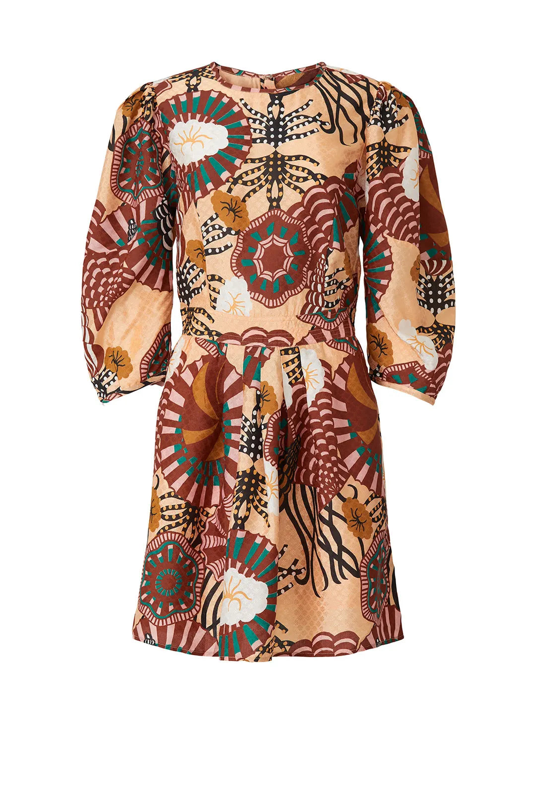 Scotch & Soda Orange Printed Puff Sleeve Dress