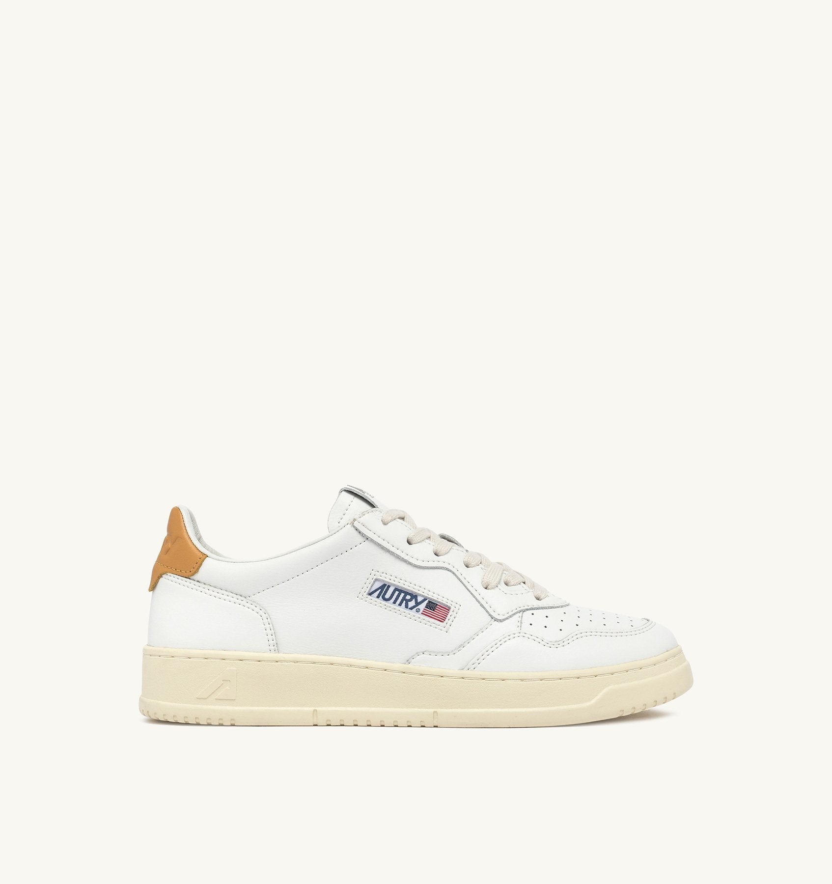 Zapatilla Autry Medalist Low Wom Leather/Leather - White/Honey Yellow