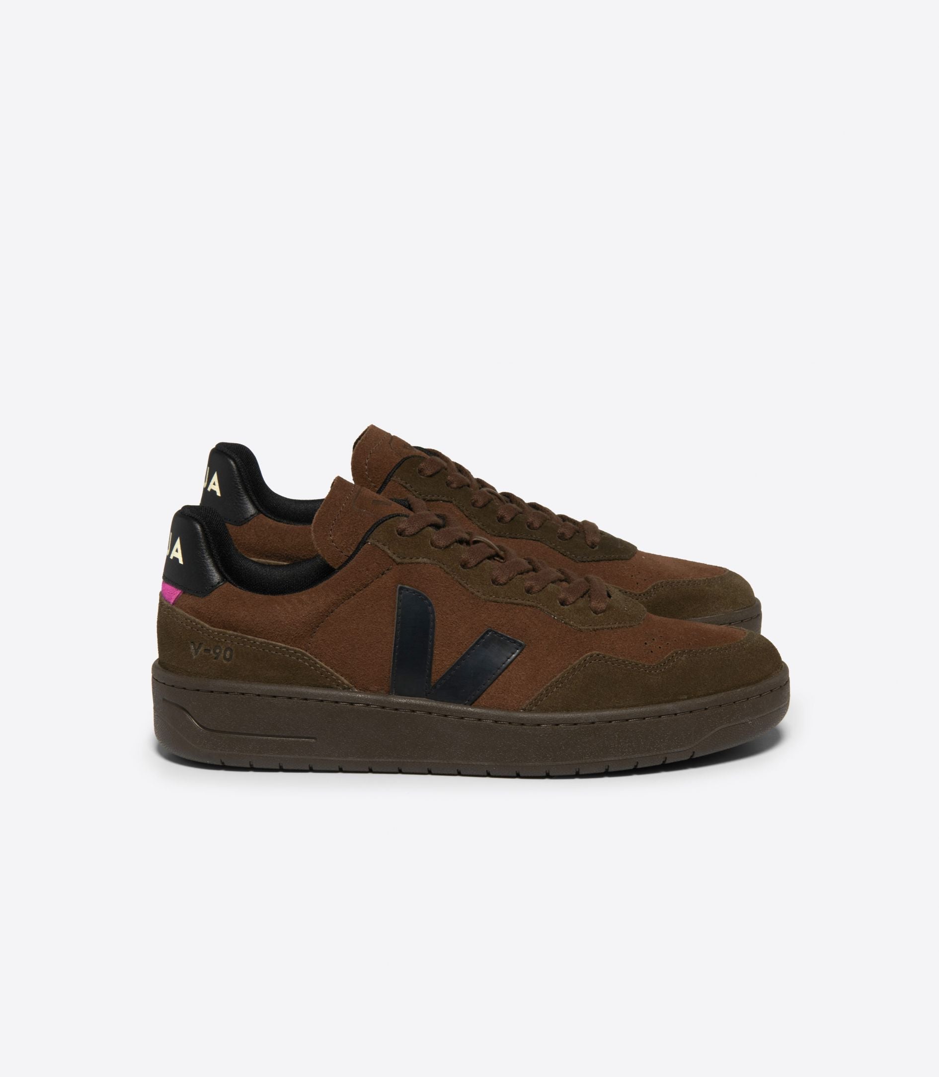 Zapatillas Veja V-90 Suede Walnut Black Mujer