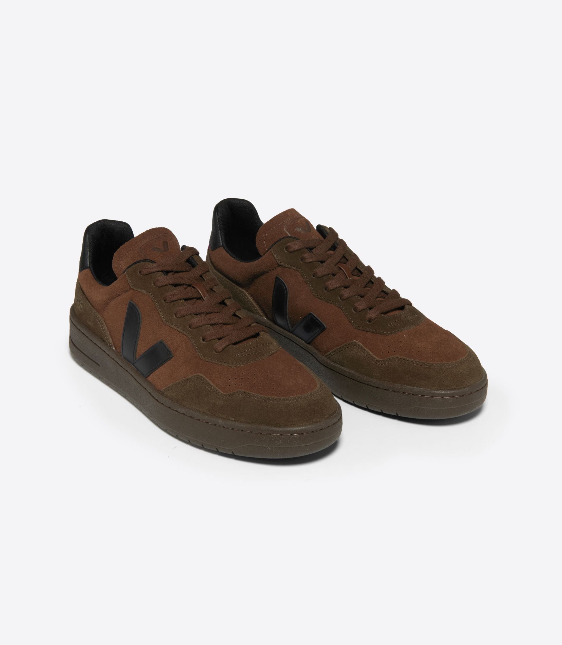 Zapatillas Veja V-90 Suede Walnut Black Mujer