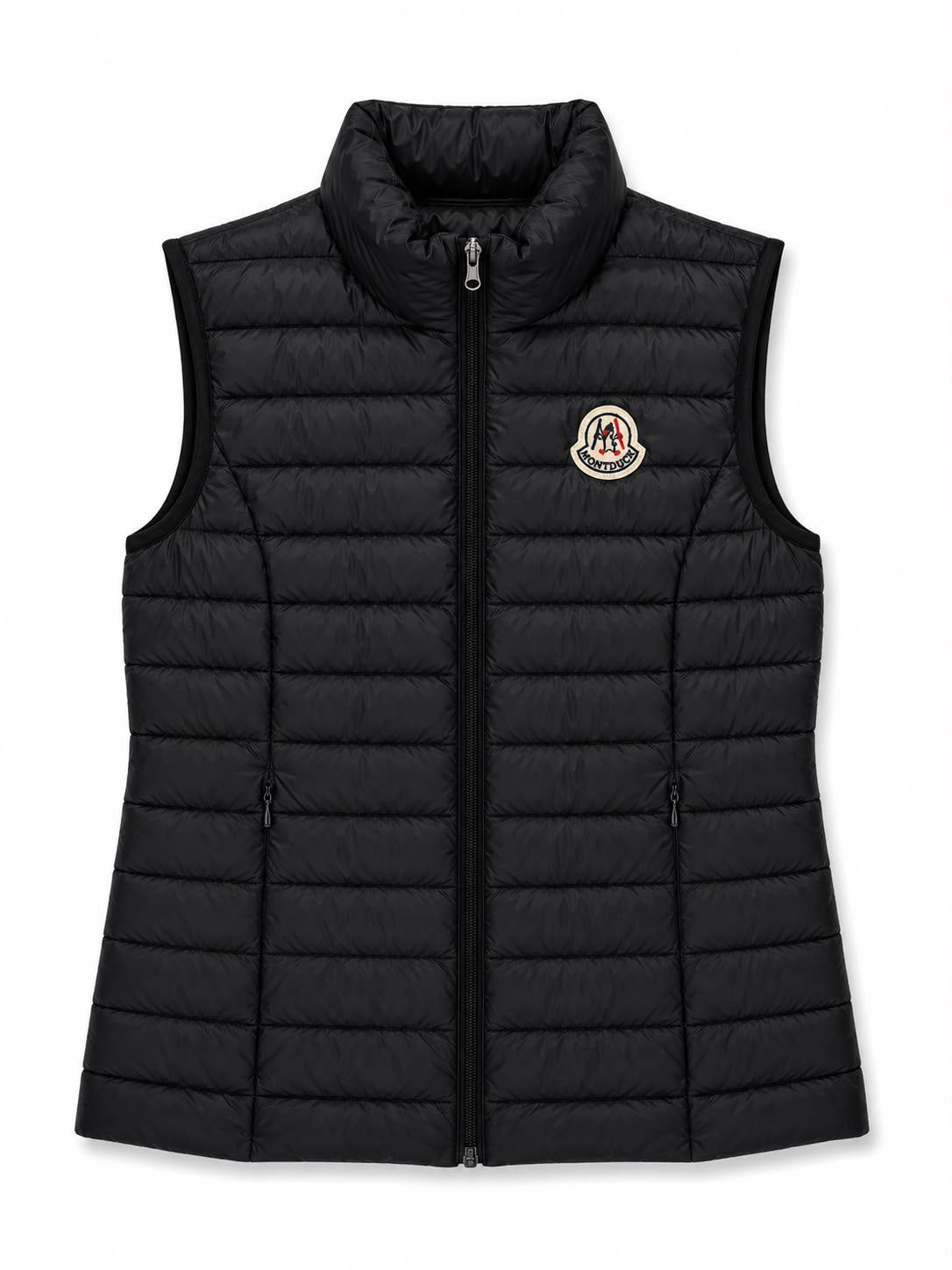 Women Vest Parka (No Hood) With Bag - Black