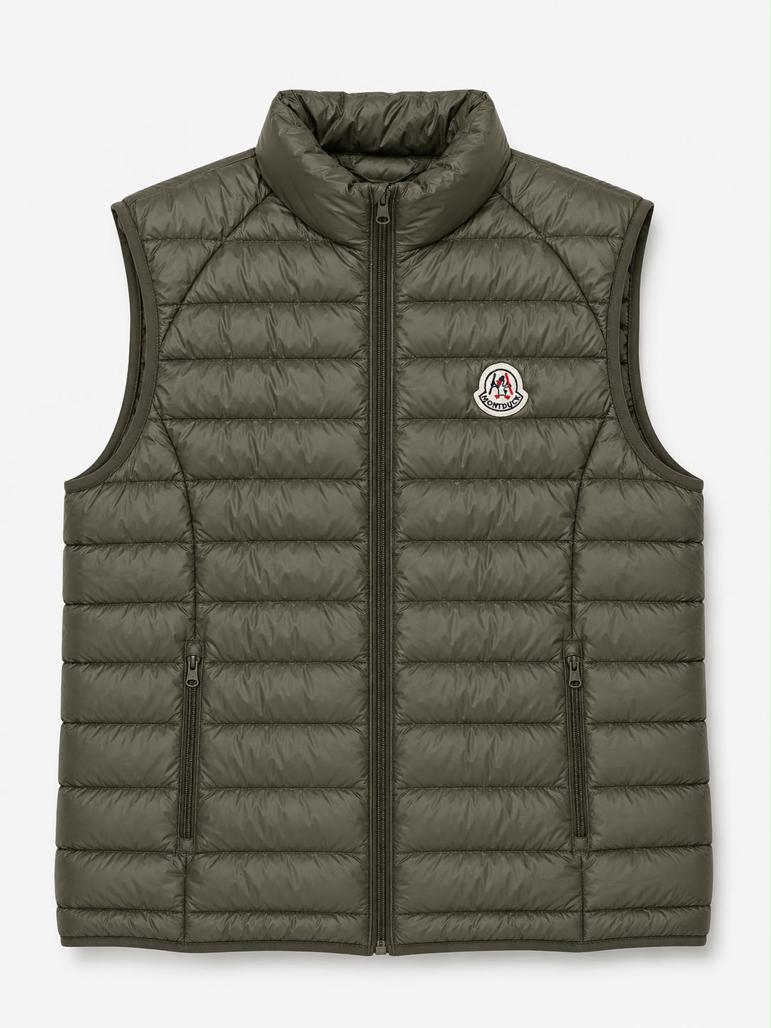 Men Vest Parka (No Hood) With Bag Military - Green