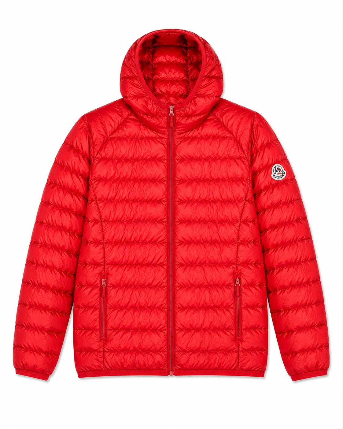 Men Parka Long Sleeve With Hood With Bag - Red