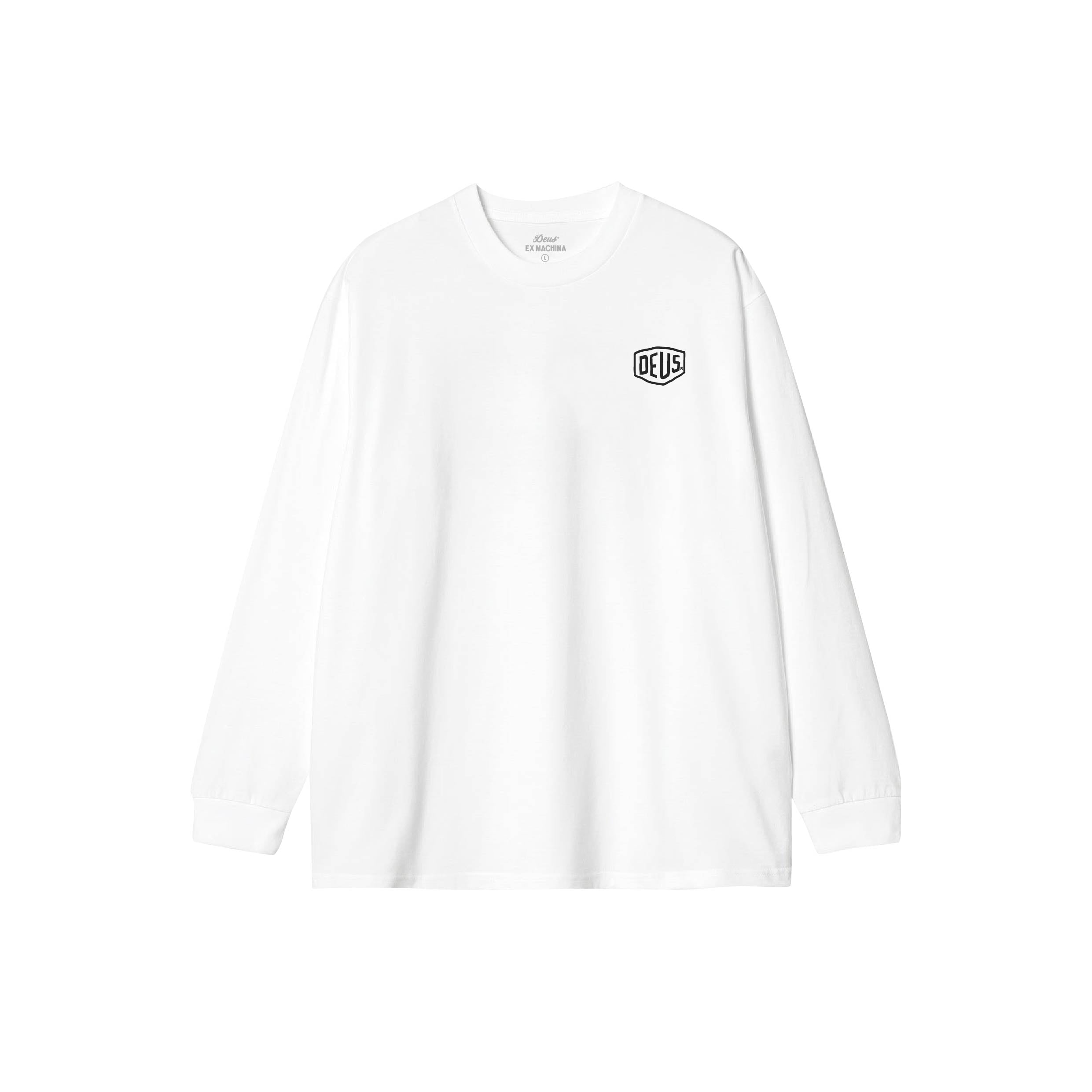 Deus Logo T-Shirt Long Sleeve- White