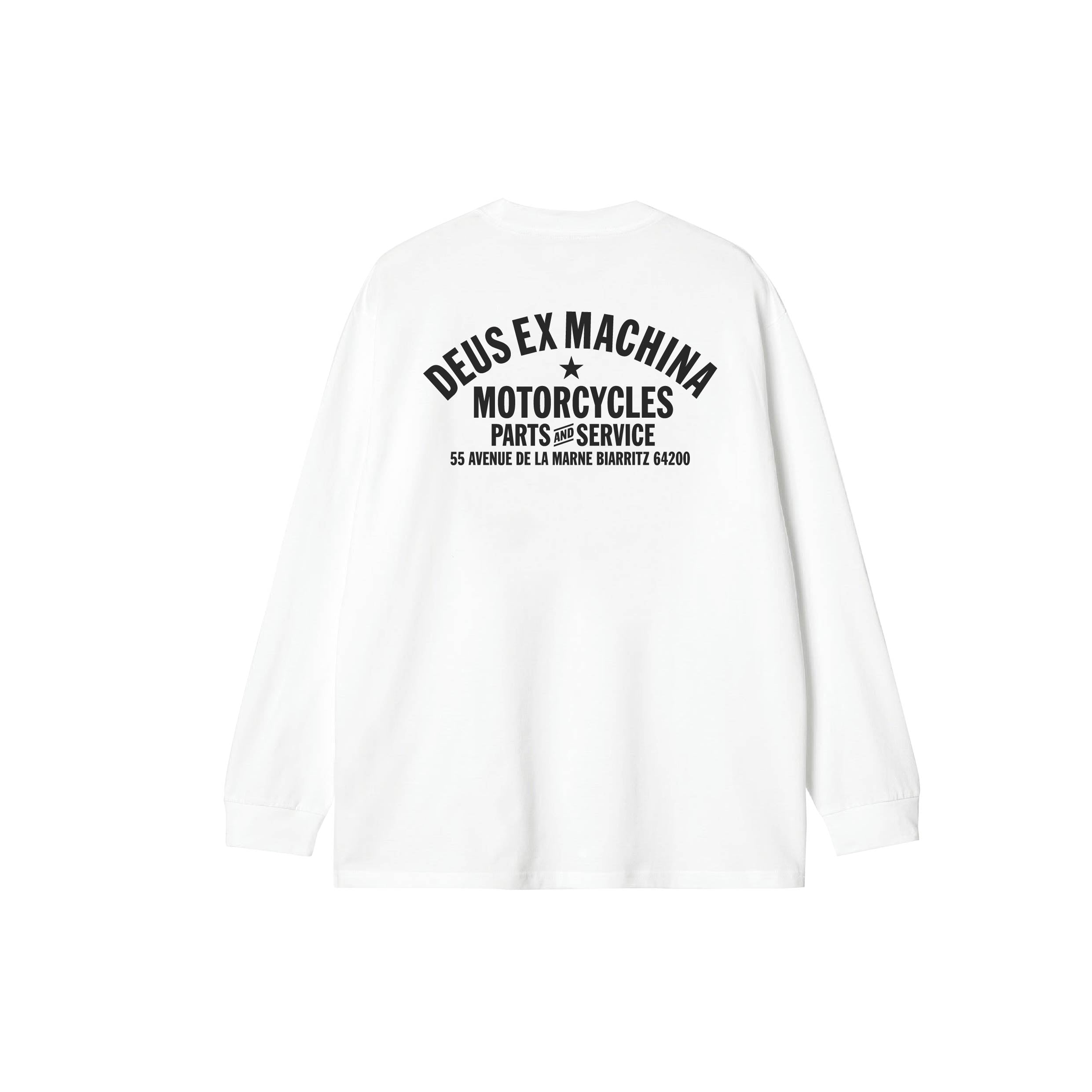 Deus Logo T-Shirt Long Sleeve- White