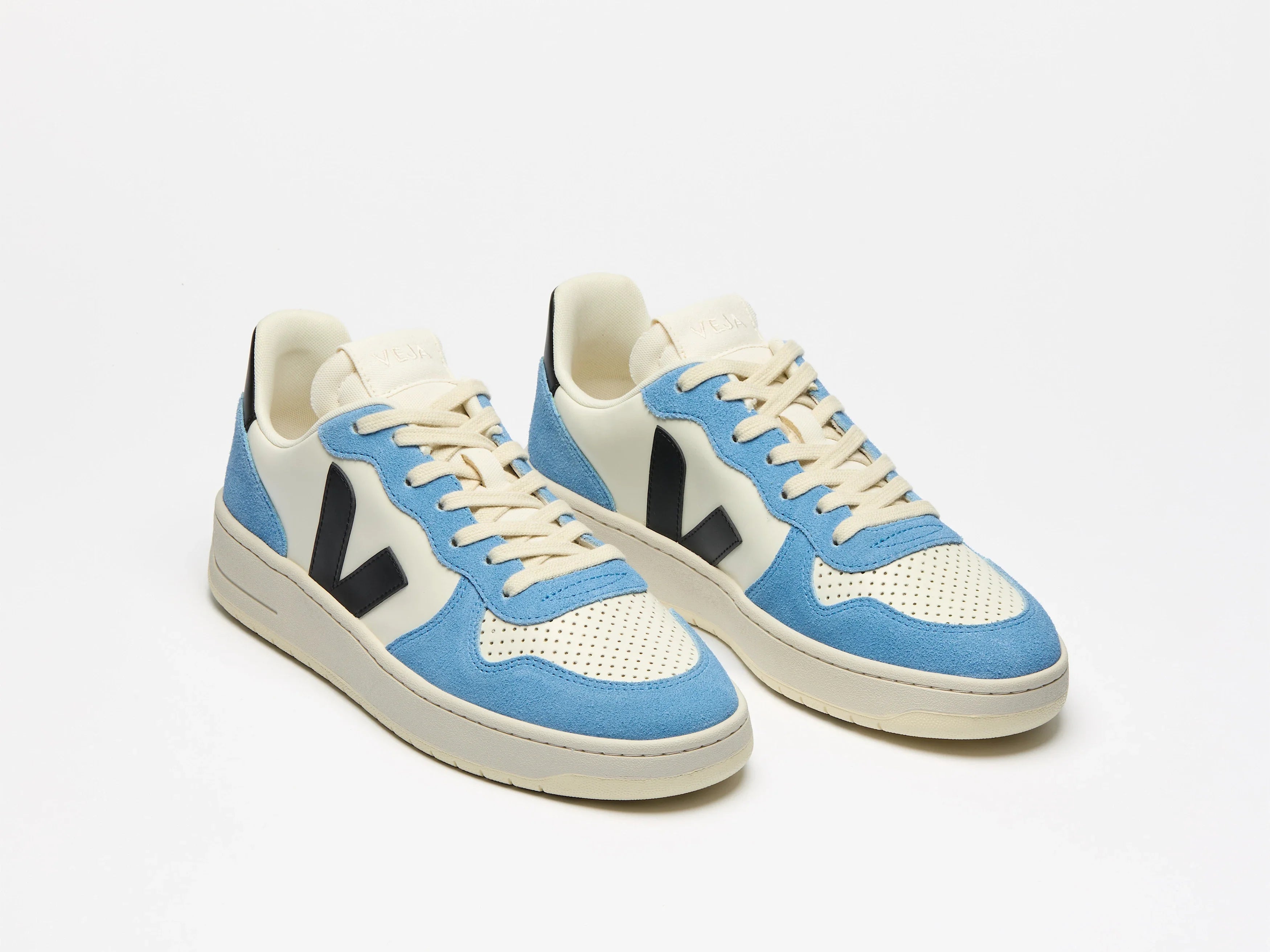 Zapatilla Veja V-10 Leather - Pure Black / Aqua