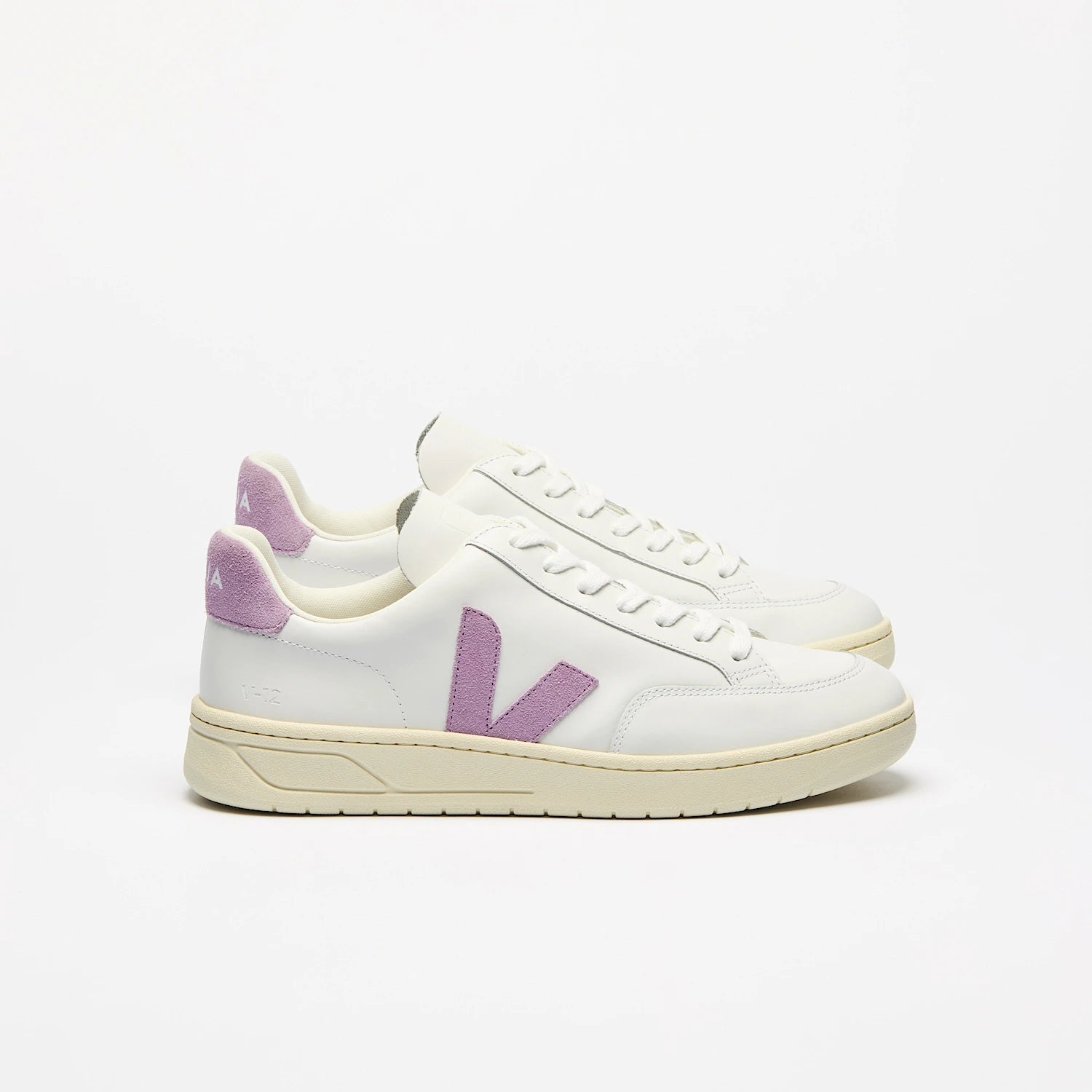 Zapatillas Veja V-12 Leather White Parme Magneta