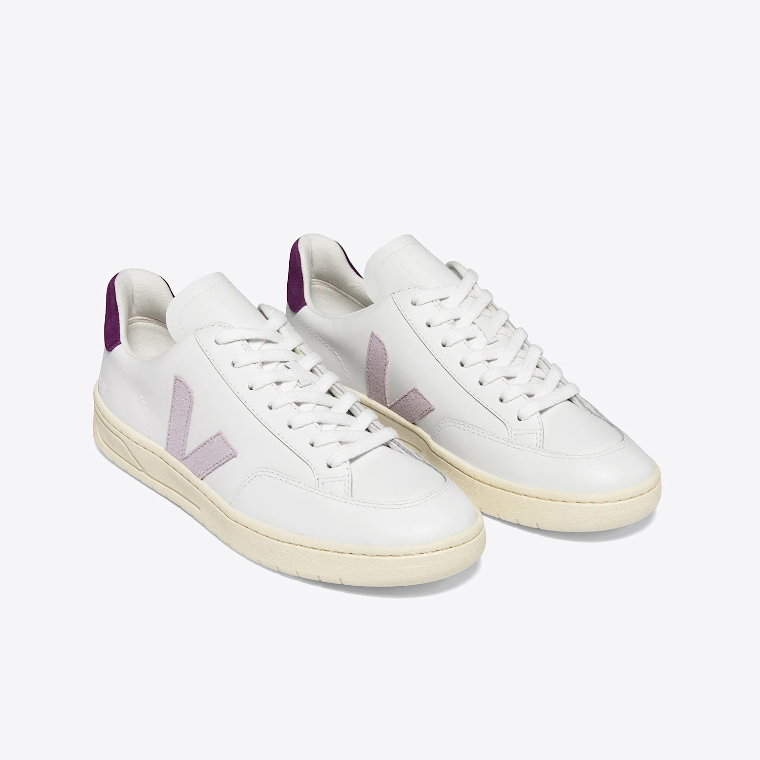 Zapatillas Veja V-12 Leather White Parme Magneta