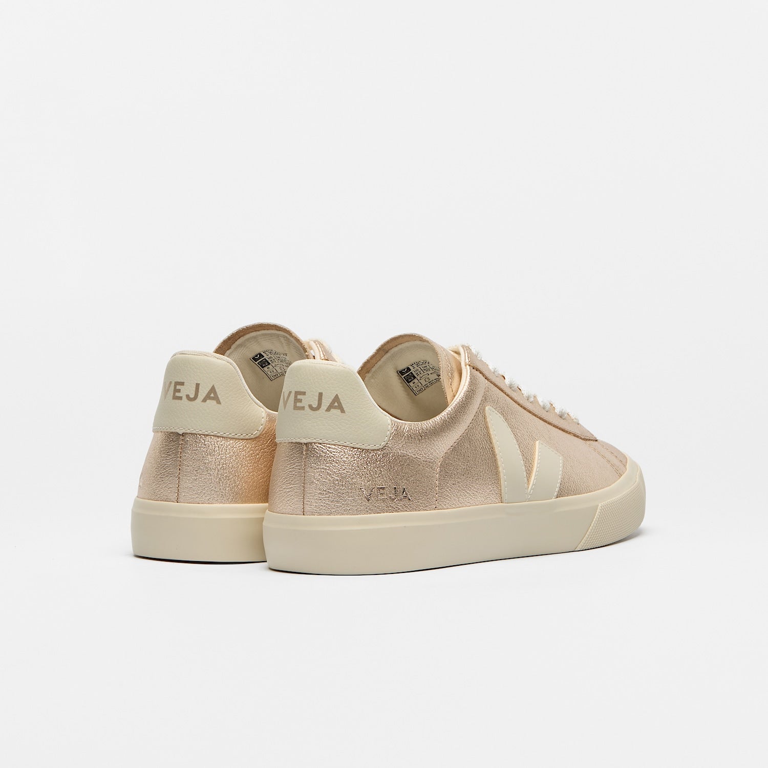 Zapatilla Veja Campo Mujer Cuero - Platino / Piedra