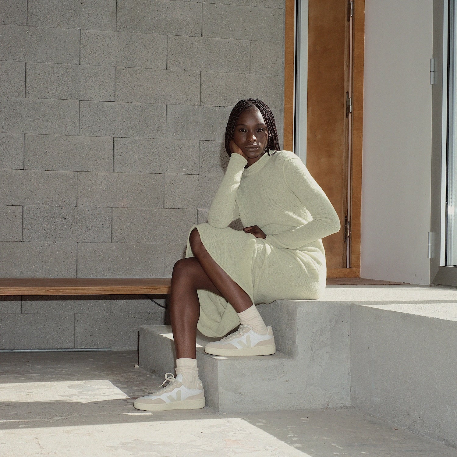 Zapatilla Veja V-90 O.t. Mujer Cuero - White / Pierre