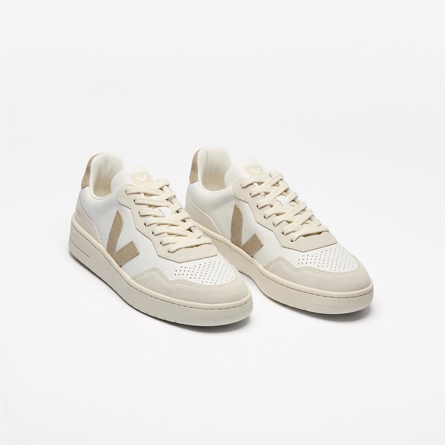 Zapatilla Veja V-90 O.t. Mujer Cuero - Blanco / Taupe
