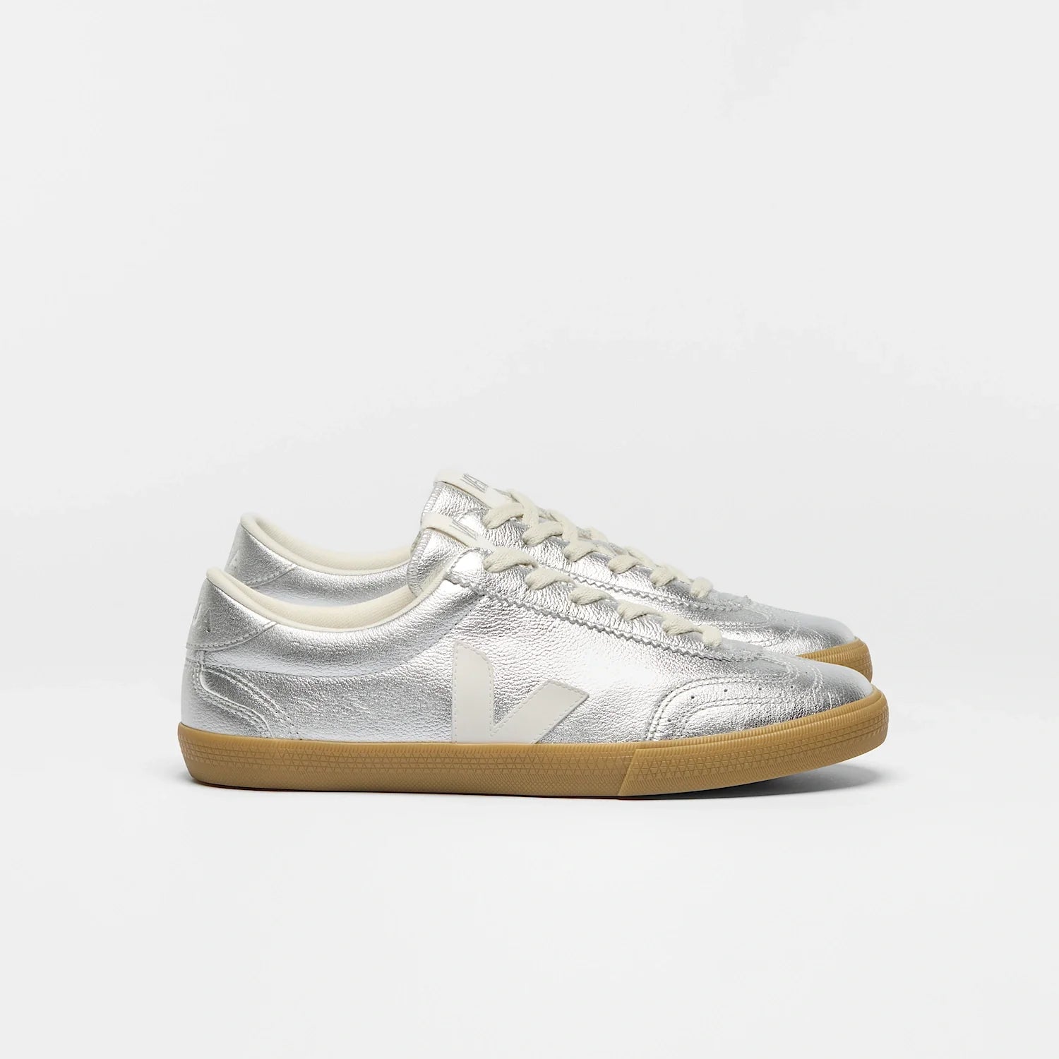 Zapatilla Veja Volley O.t. Mujer Cuero - Plata Blanco Nat
