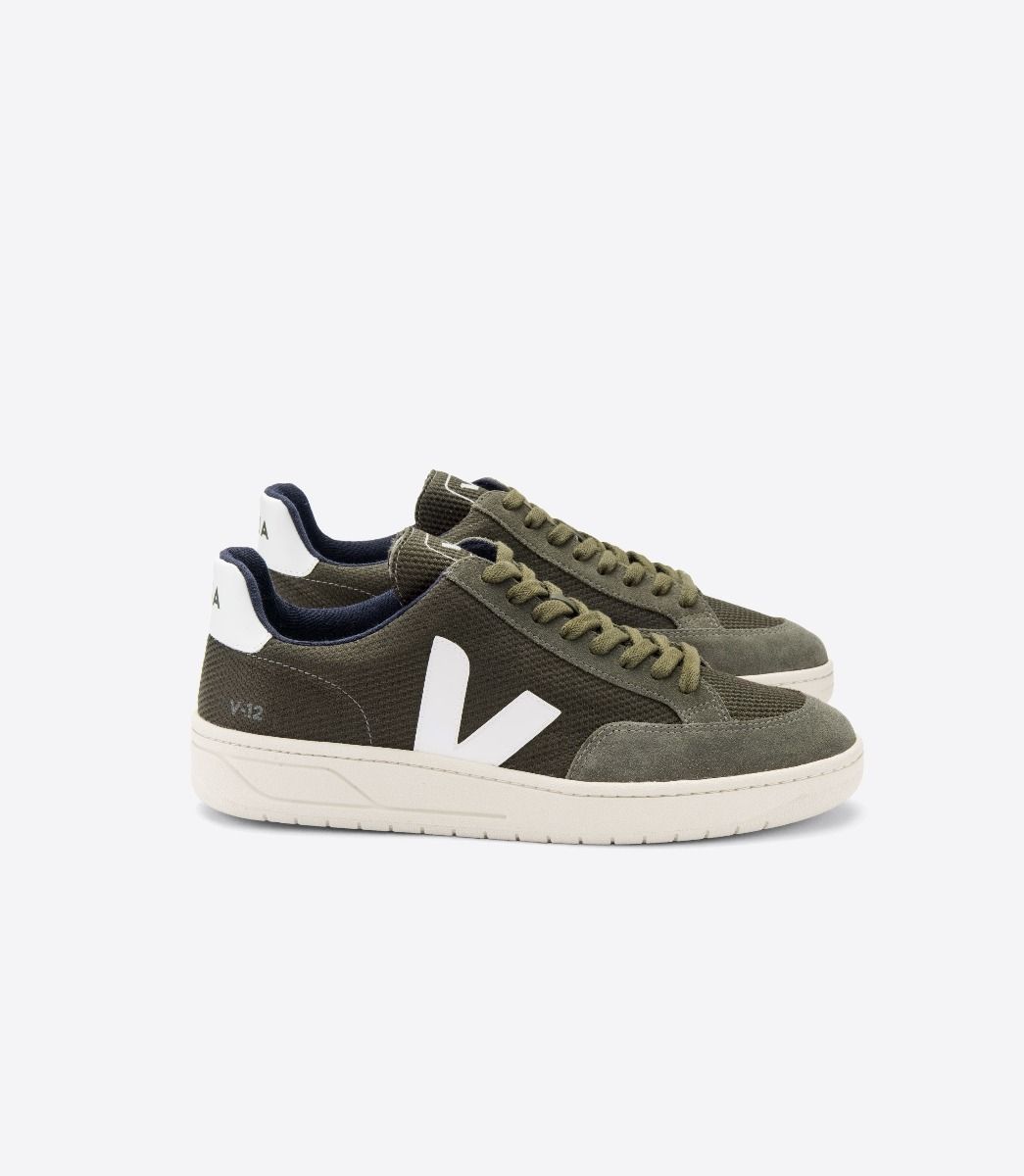 Zapatillas Veja V-12 - B-Mesh Olive White Mujer