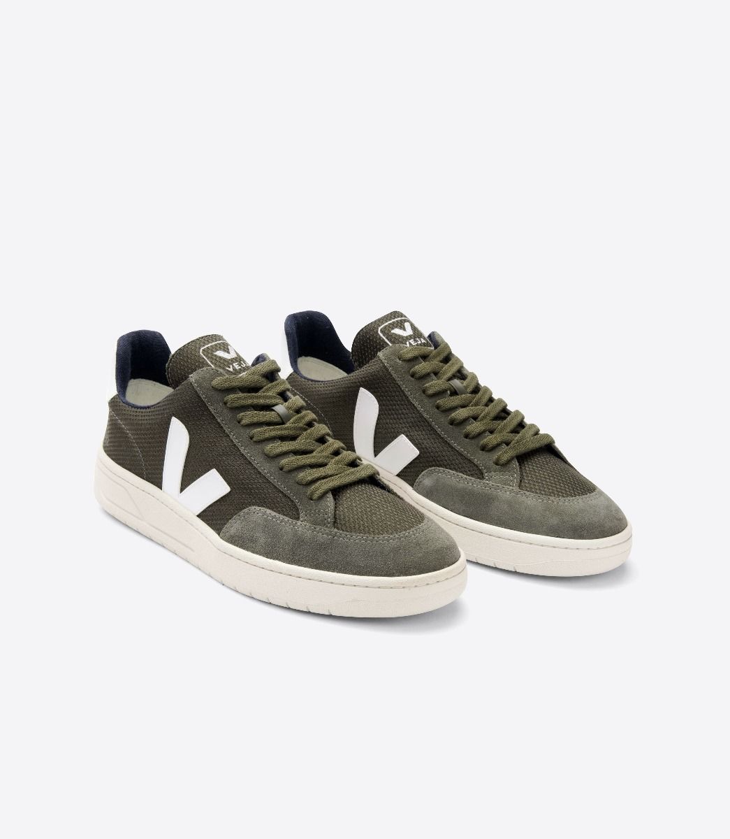 Zapatillas Veja V-12 - B-Mesh Olive White Mujer