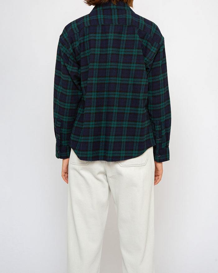 Flannel Check Shirt Woman - Green Check
